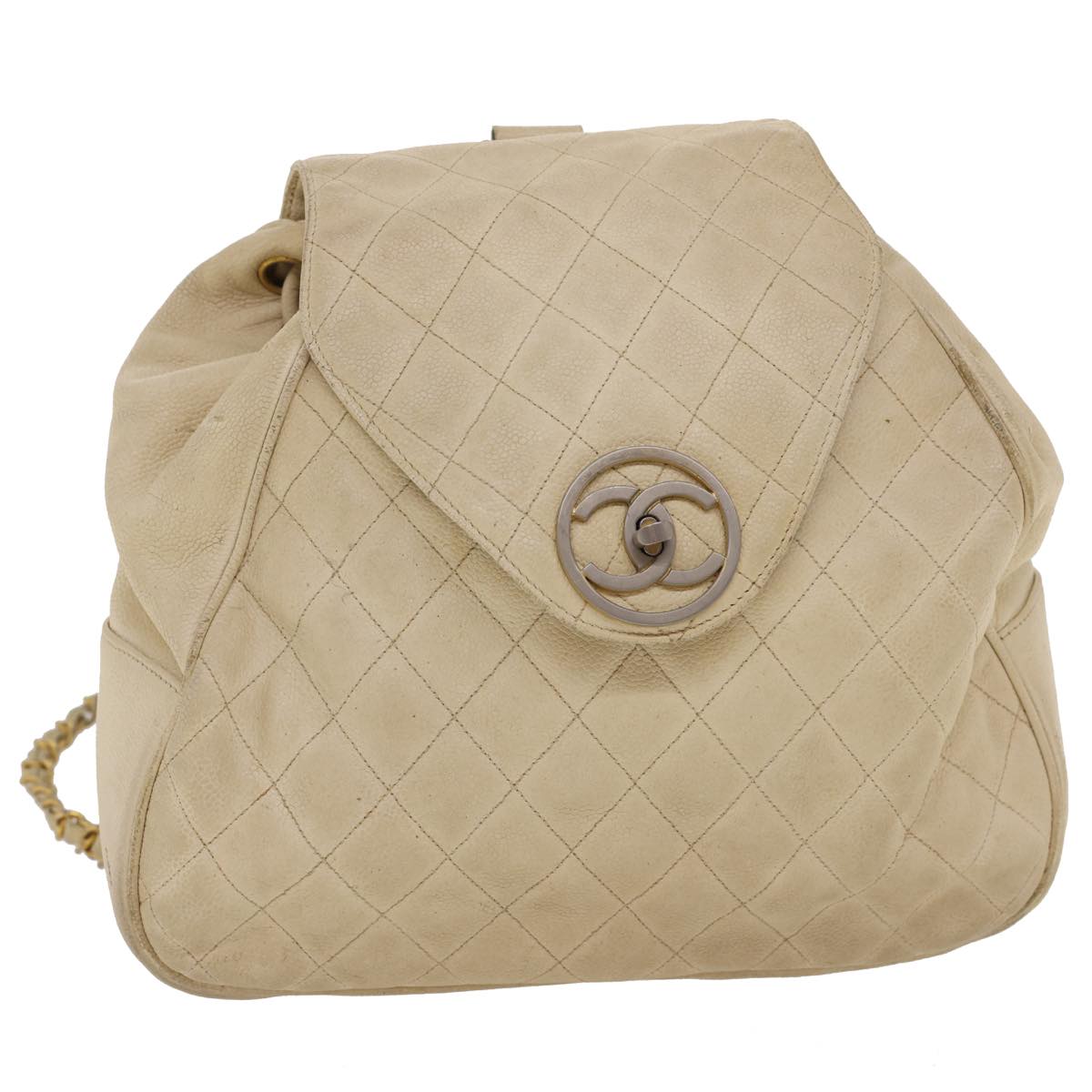 Luxury Chanel Caviar Skin Matelasse Backpack White CC  am1922gA