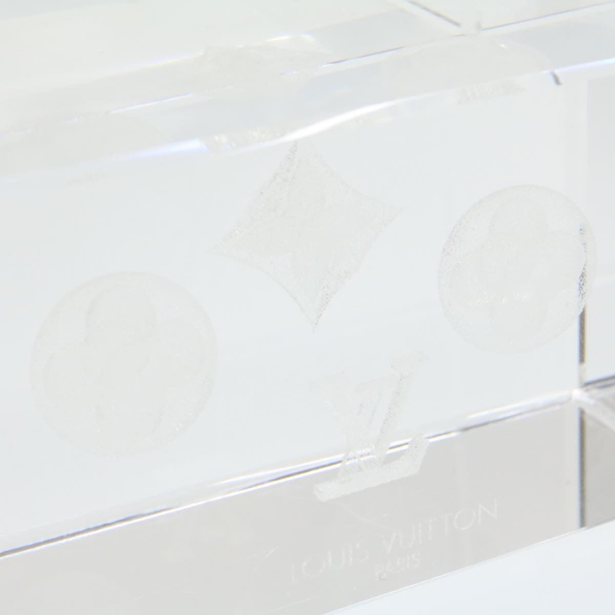 LOUIS VUITTON Paper Weight Crystal Glass Clear LV 21193
