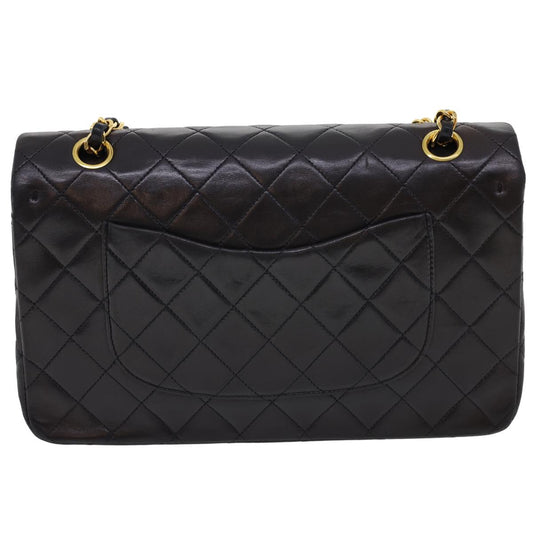 CHANEL Classic Matelasse 25 Chain Flap Shoulder Bag Lamb Skin Black  hs649A
