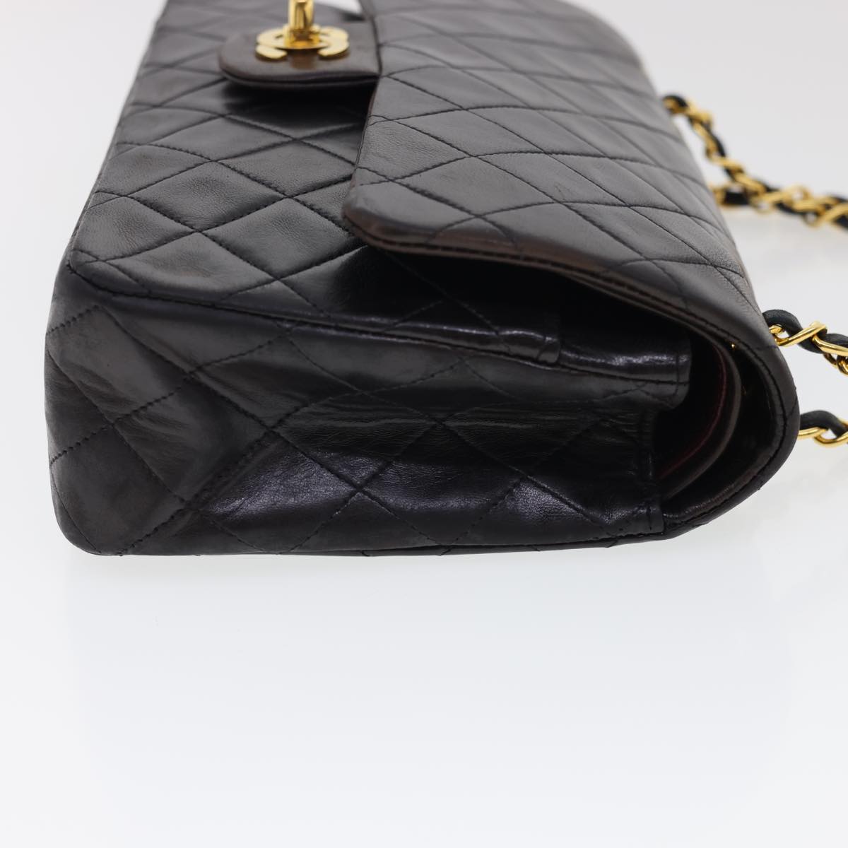CHANEL Classic Matelasse 25 Chain Flap Shoulder Bag Lamb Skin Black  hs649A