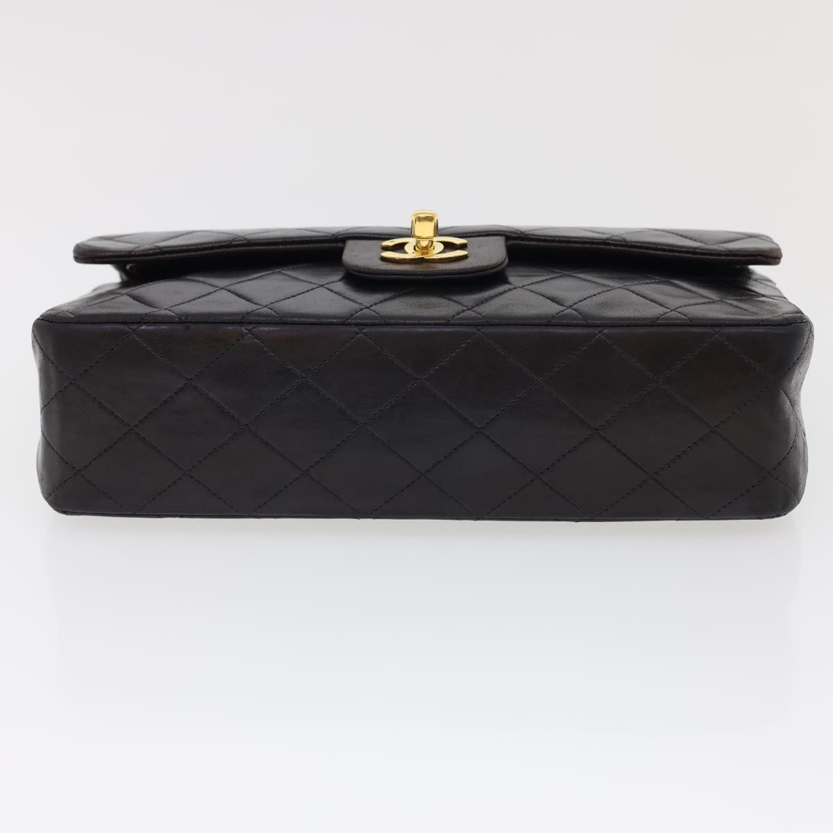 CHANEL Classic Matelasse 25 Chain Flap Shoulder Bag Lamb Skin Black  hs649A