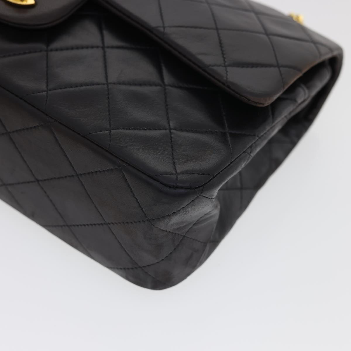 CHANEL Classic Matelasse 25 Chain Flap Shoulder Bag Lamb Skin Black  hs649A
