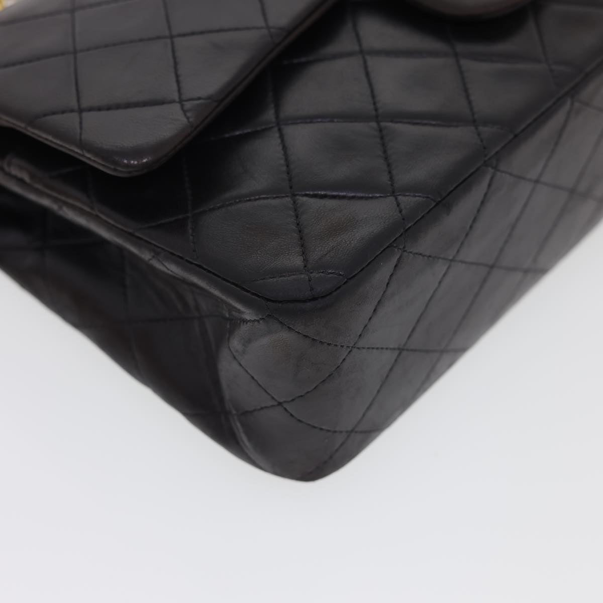 CHANEL Classic Matelasse 25 Chain Flap Shoulder Bag Lamb Skin Black  hs649A