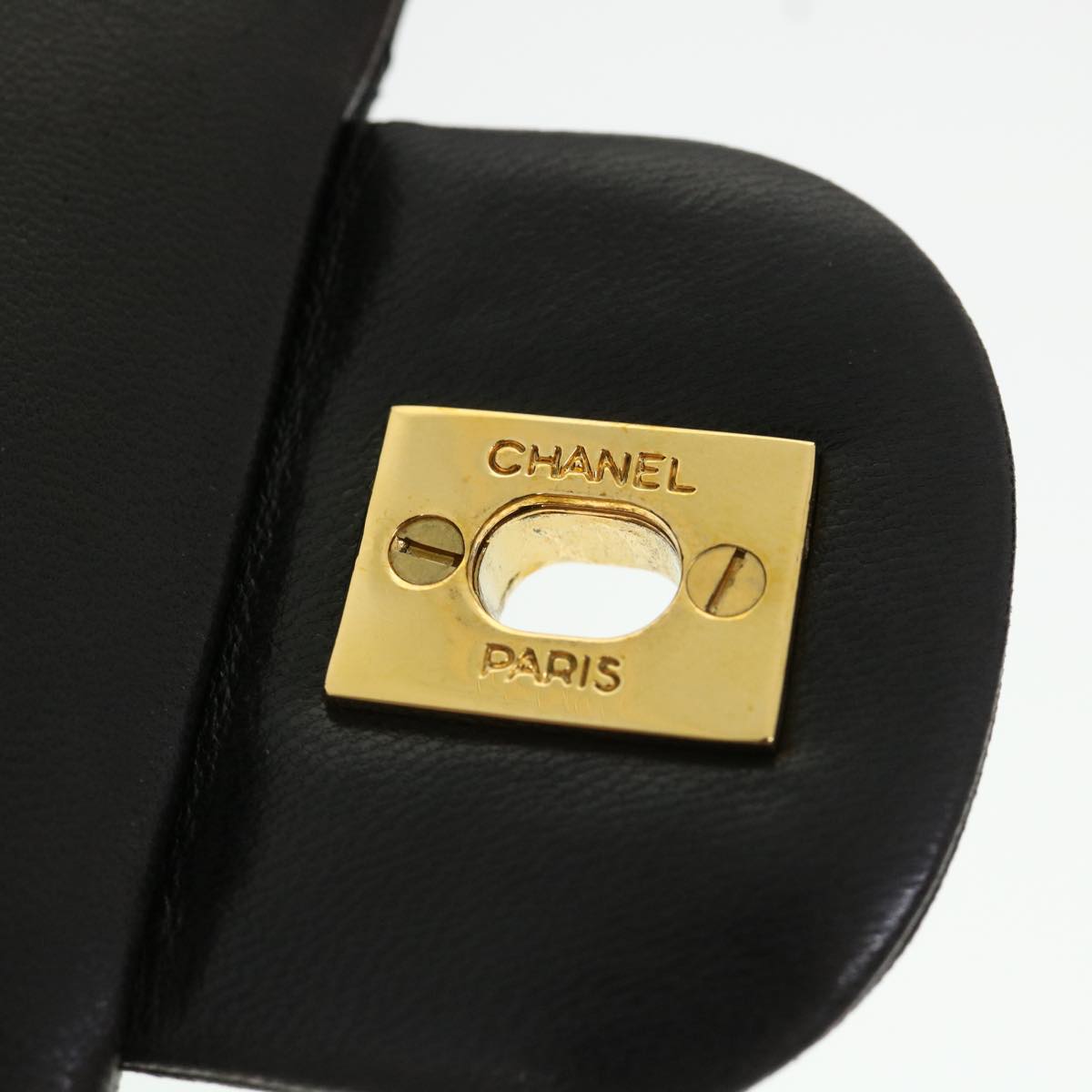 CHANEL Classic Matelasse 25 Chain Flap Shoulder Bag Lamb Skin Black  hs649A