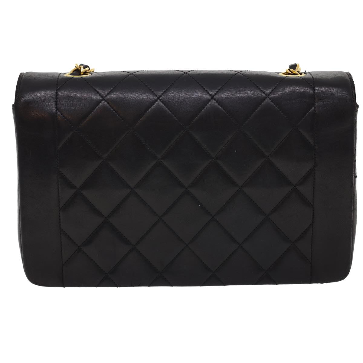Luxury Chanel Chain Turn Lock Diana Matelasse Shoulder Bag Lamb Skin Black  rz036A