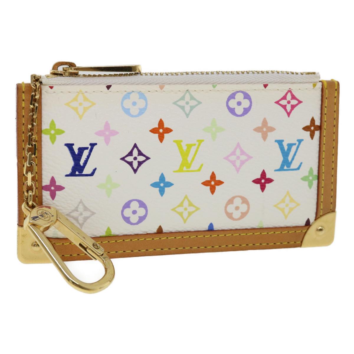 LOUIS VUITTON Monogram Multicolor Pochette Cles Coin Purse White M93734 am206b