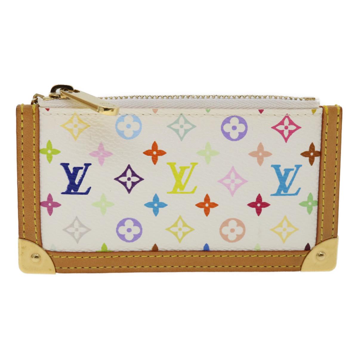 LOUIS VUITTON Monogram Multicolor Pochette Cles Coin Purse White M93734 am206b