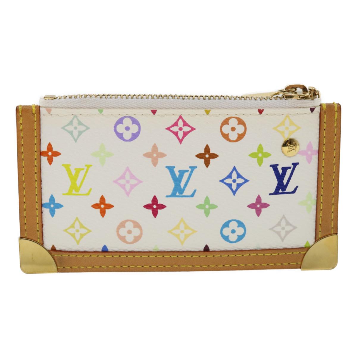 LOUIS VUITTON Monogram Multicolor Pochette Cles Coin Purse White M93734 am206b