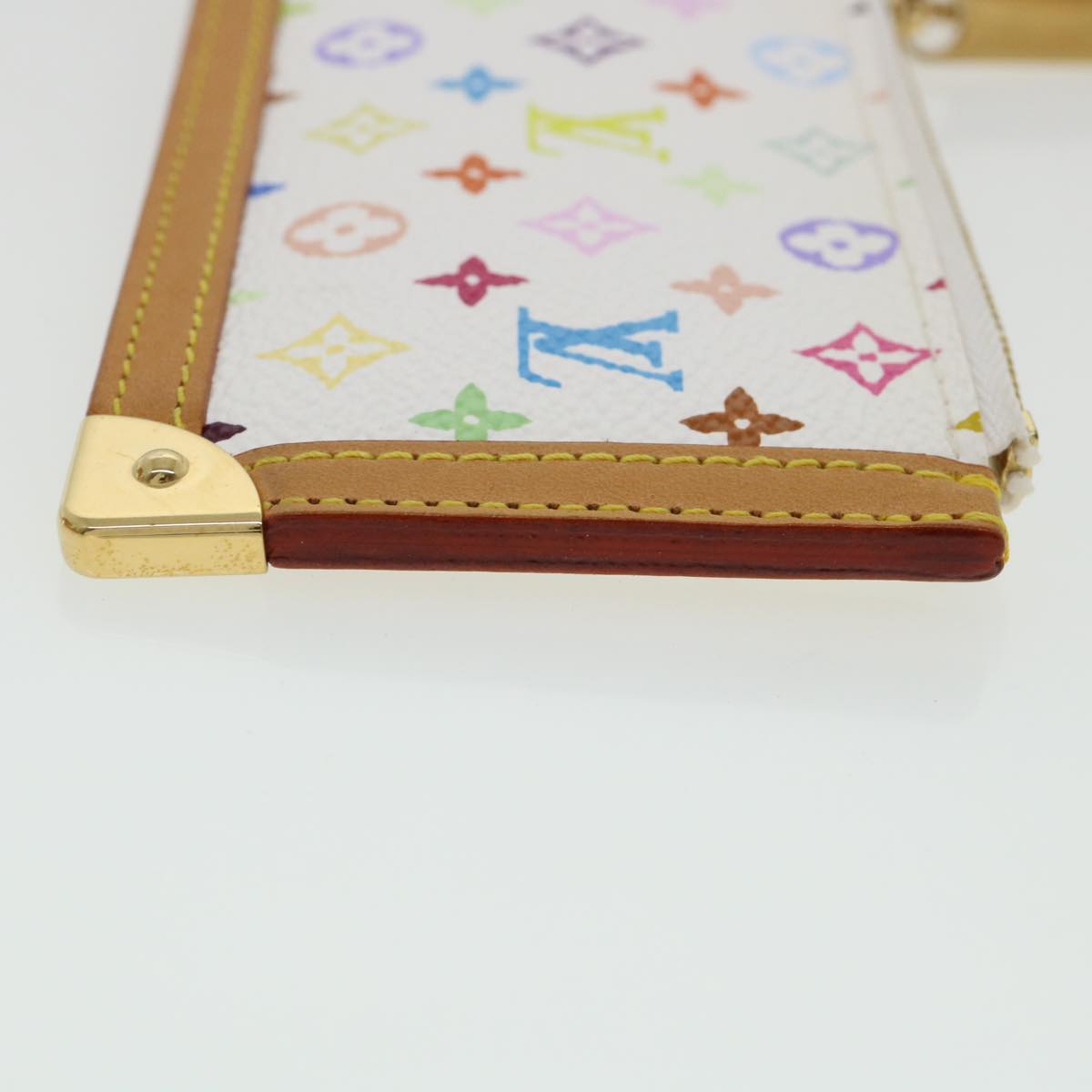 LOUIS VUITTON Monogram Multicolor Pochette Cles Coin Purse White M93734 am206b