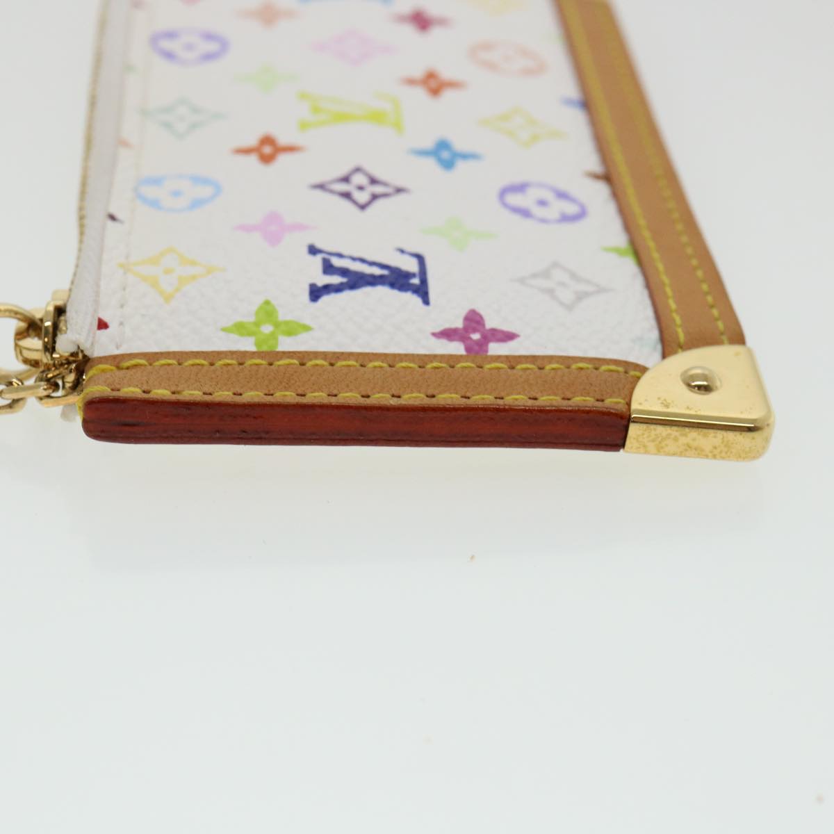 LOUIS VUITTON Monogram Multicolor Pochette Cles Coin Purse White M93734 am206b