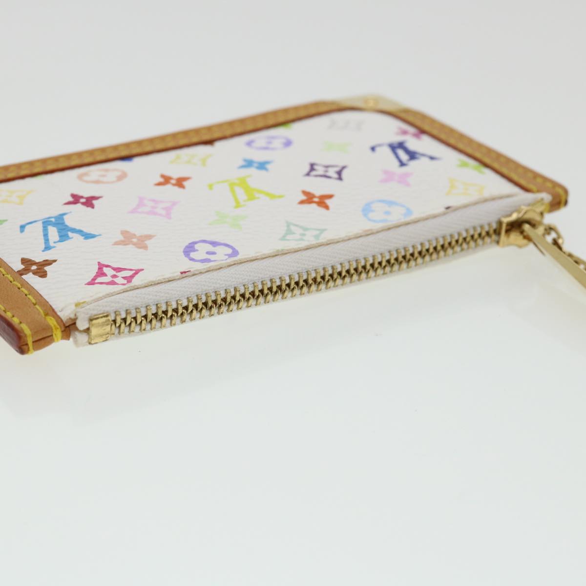 LOUIS VUITTON Monogram Multicolor Pochette Cles Coin Purse White M93734 am206b