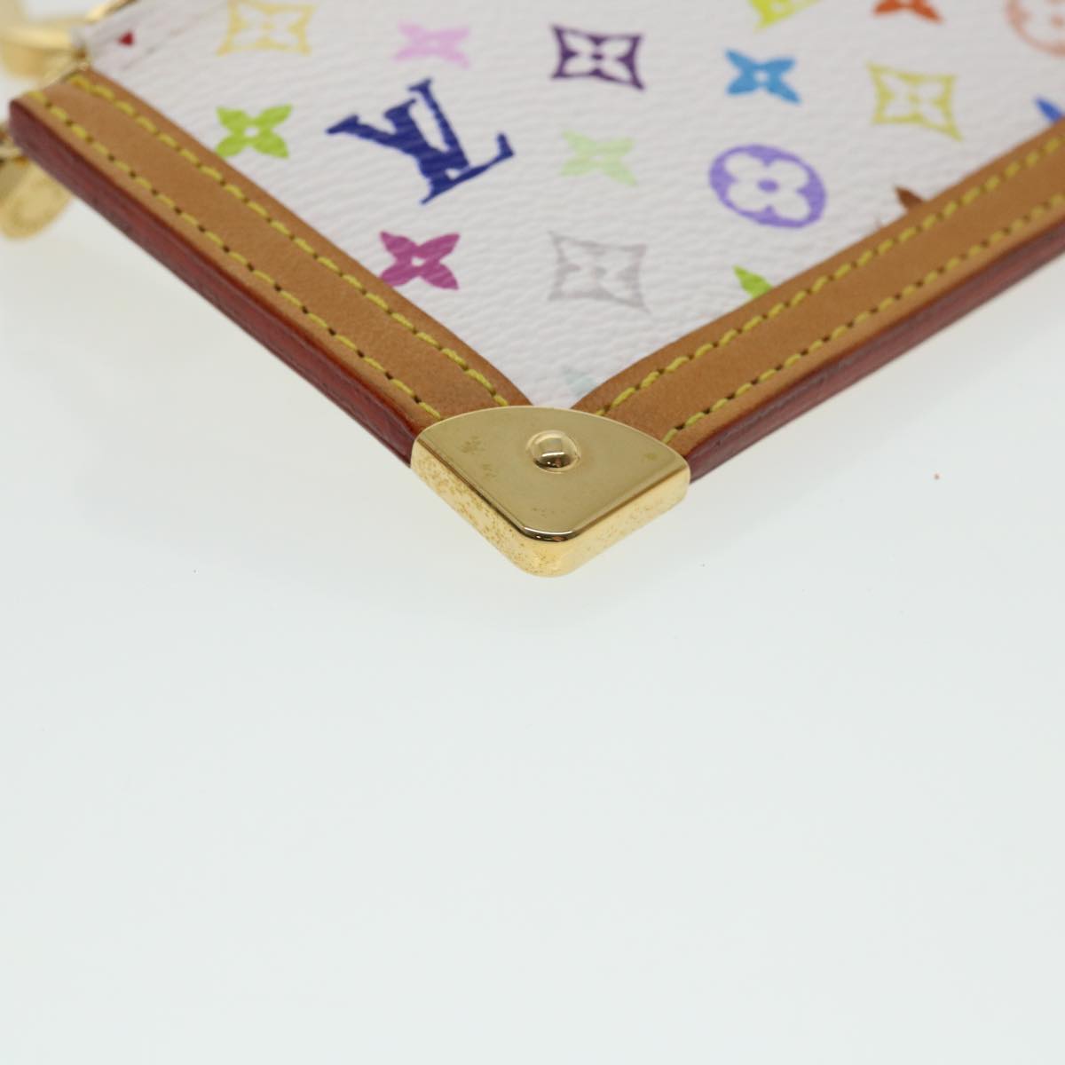 LOUIS VUITTON Monogram Multicolor Pochette Cles Coin Purse White M93734 am206b