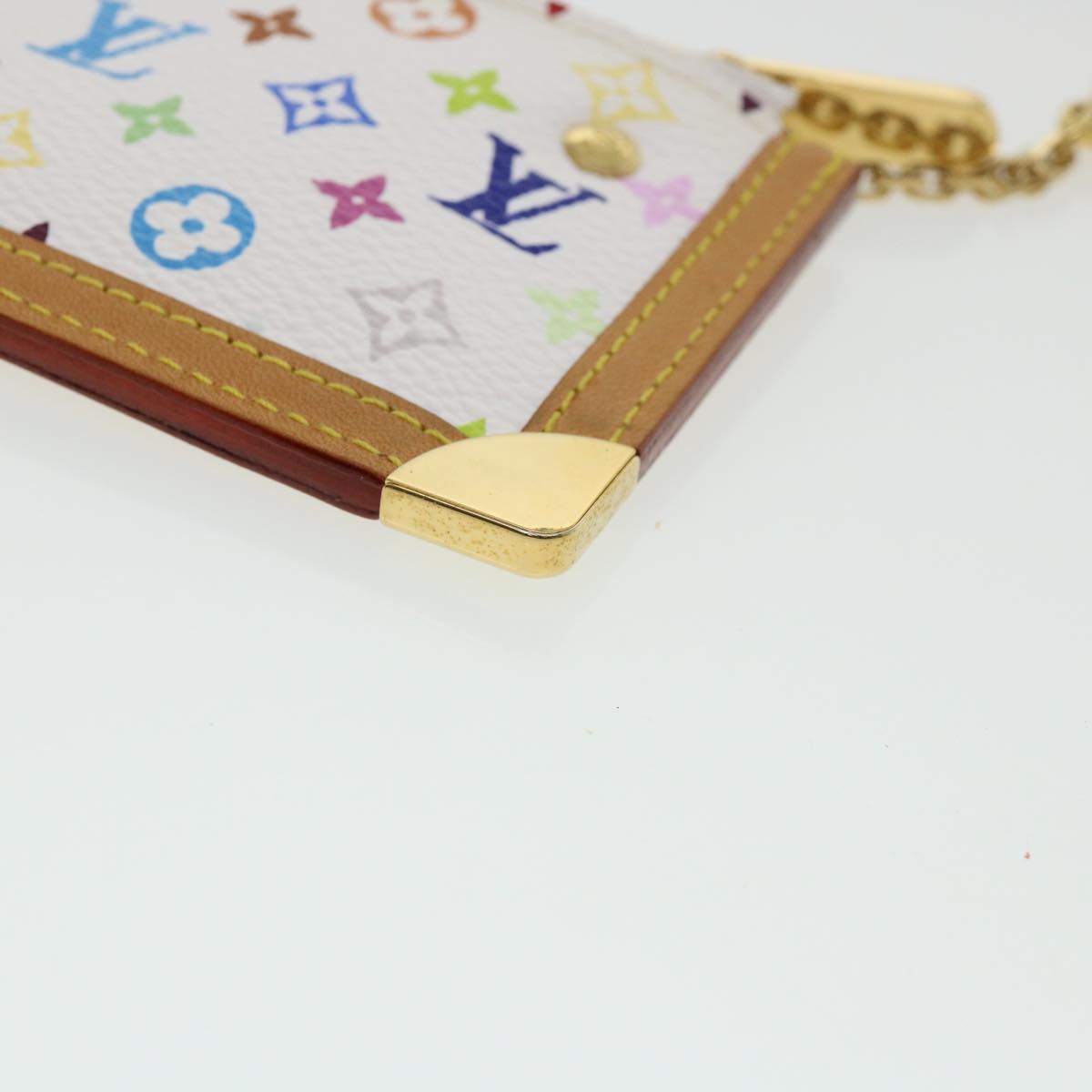 LOUIS VUITTON Monogram Multicolor Pochette Cles Coin Purse White M93734 am206b