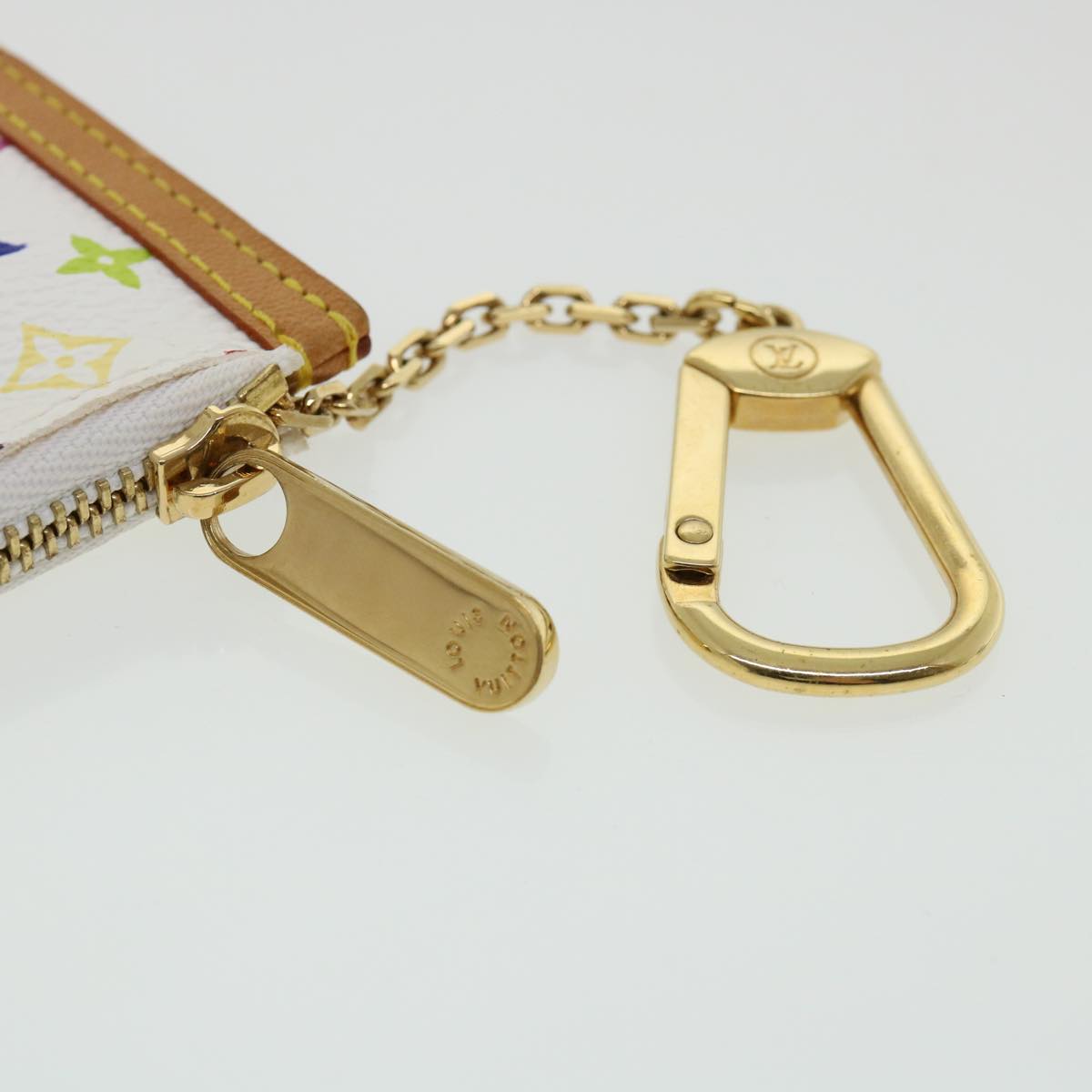 LOUIS VUITTON Monogram Multicolor Pochette Cles Coin Purse White M93734 am206b