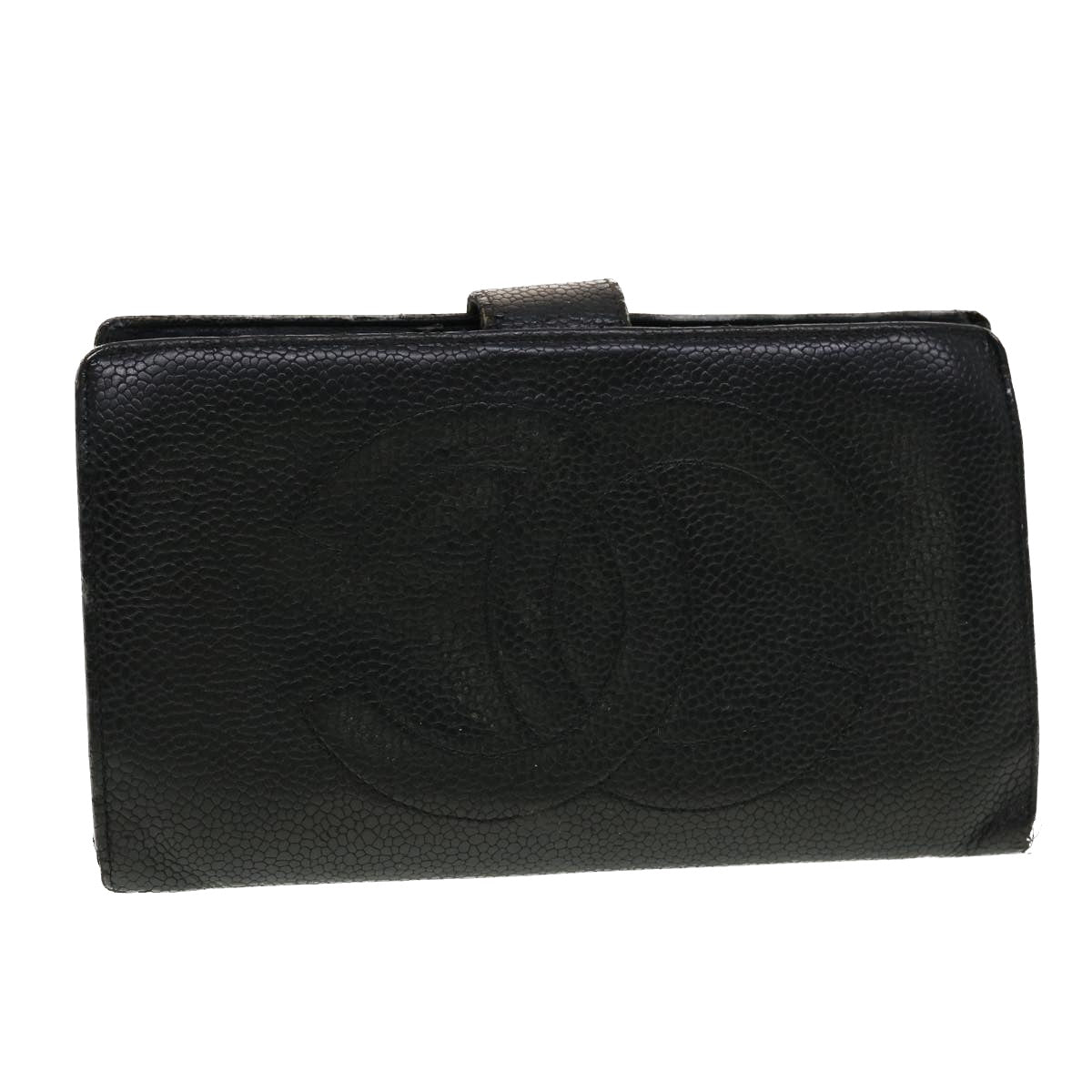 Luxury Chanel Long Wallet Caviar Skin Black CC  ti1128