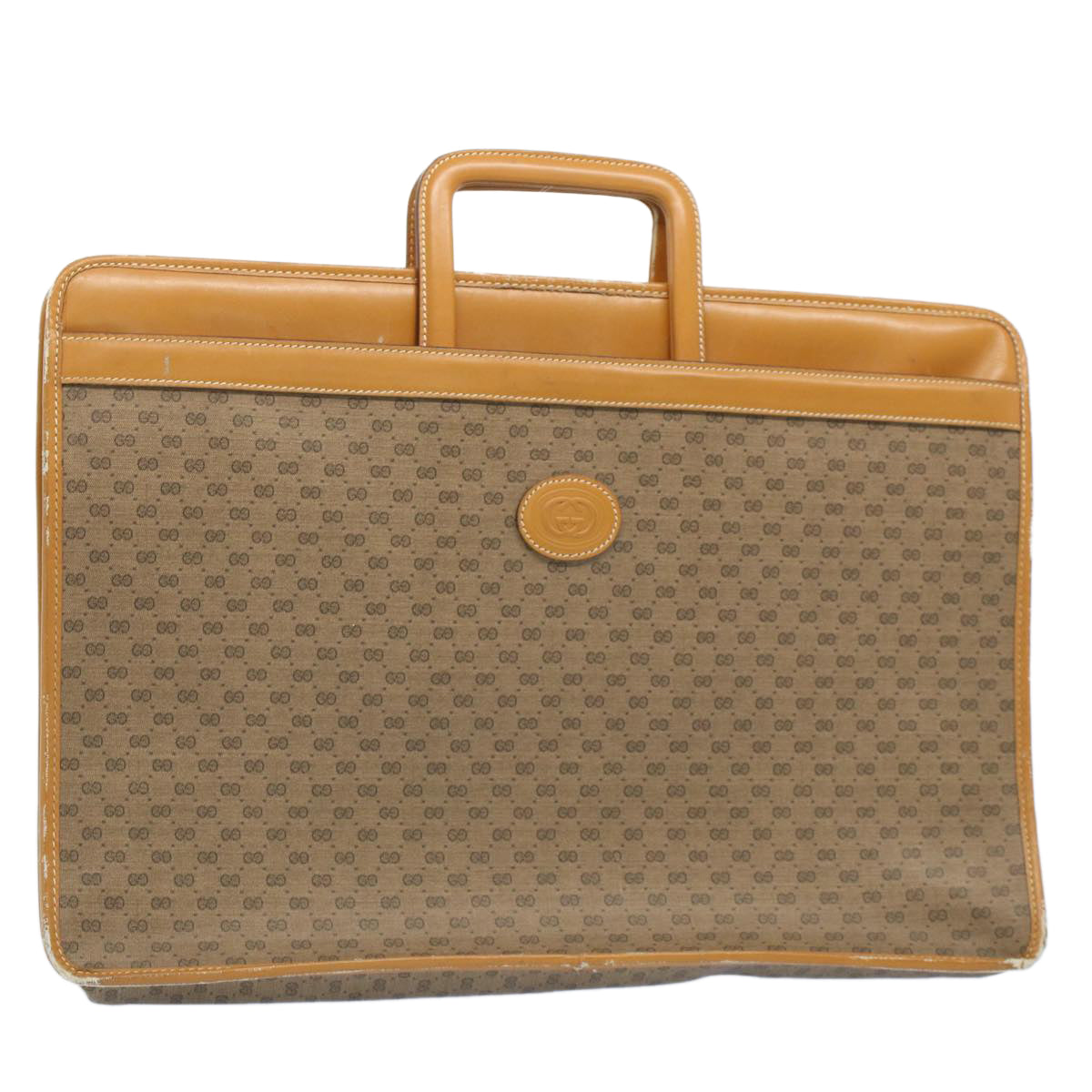 Luxury Gucci Micro GG Canvas Hand Bag PVC Leather Beige Brown 015 14 0486 1205