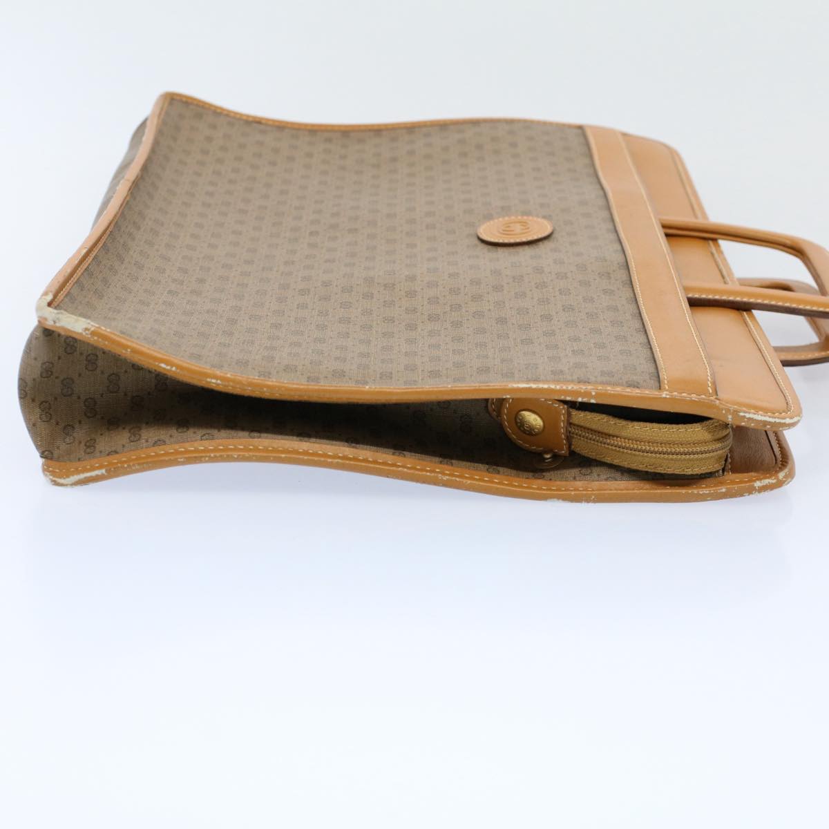 Luxury Gucci Micro GG Canvas Hand Bag PVC Leather Beige Brown 015 14 0486 1205