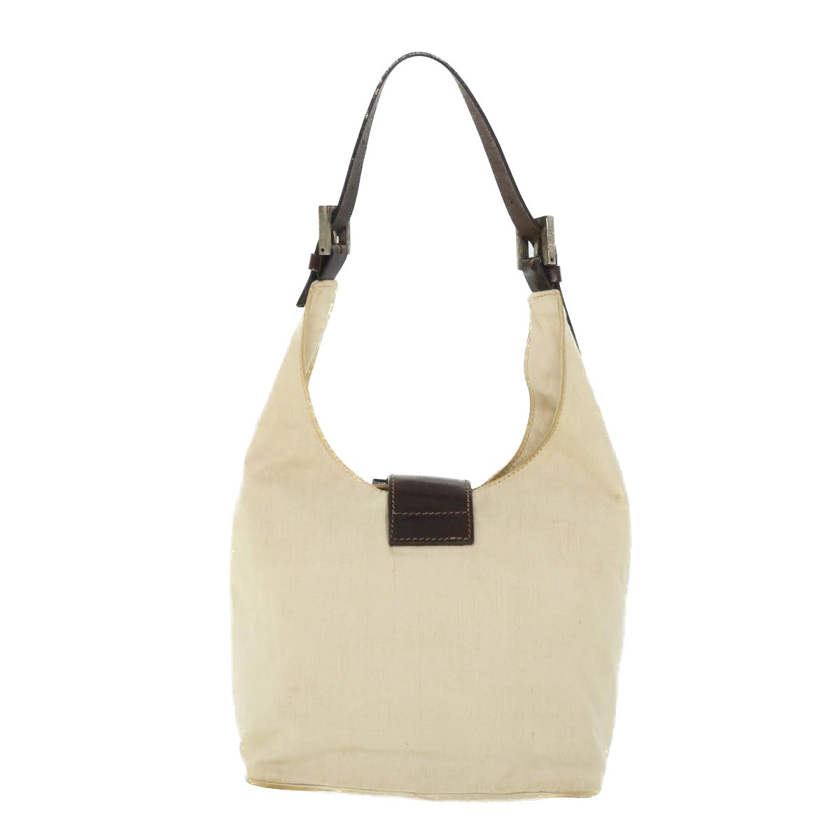 Luxury FendiMamma Baguette Shoulder Bag Canvas Leather Beige Brownti1234