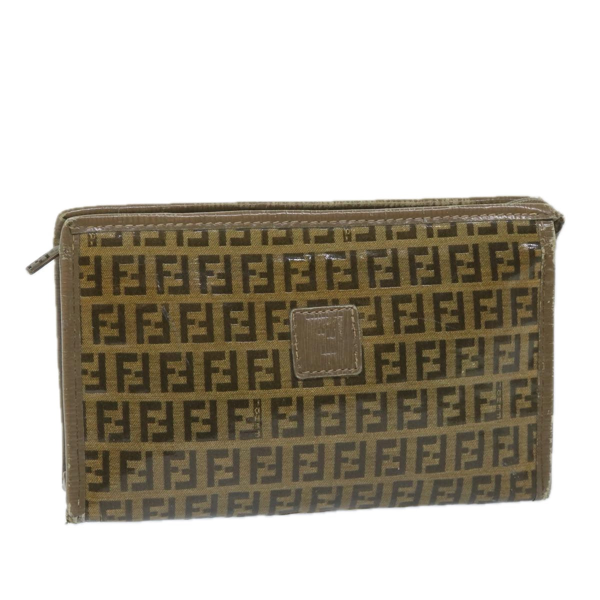 Luxury FendiZucchino Canvas Clutch Bag Coated Canvas Brownti1272