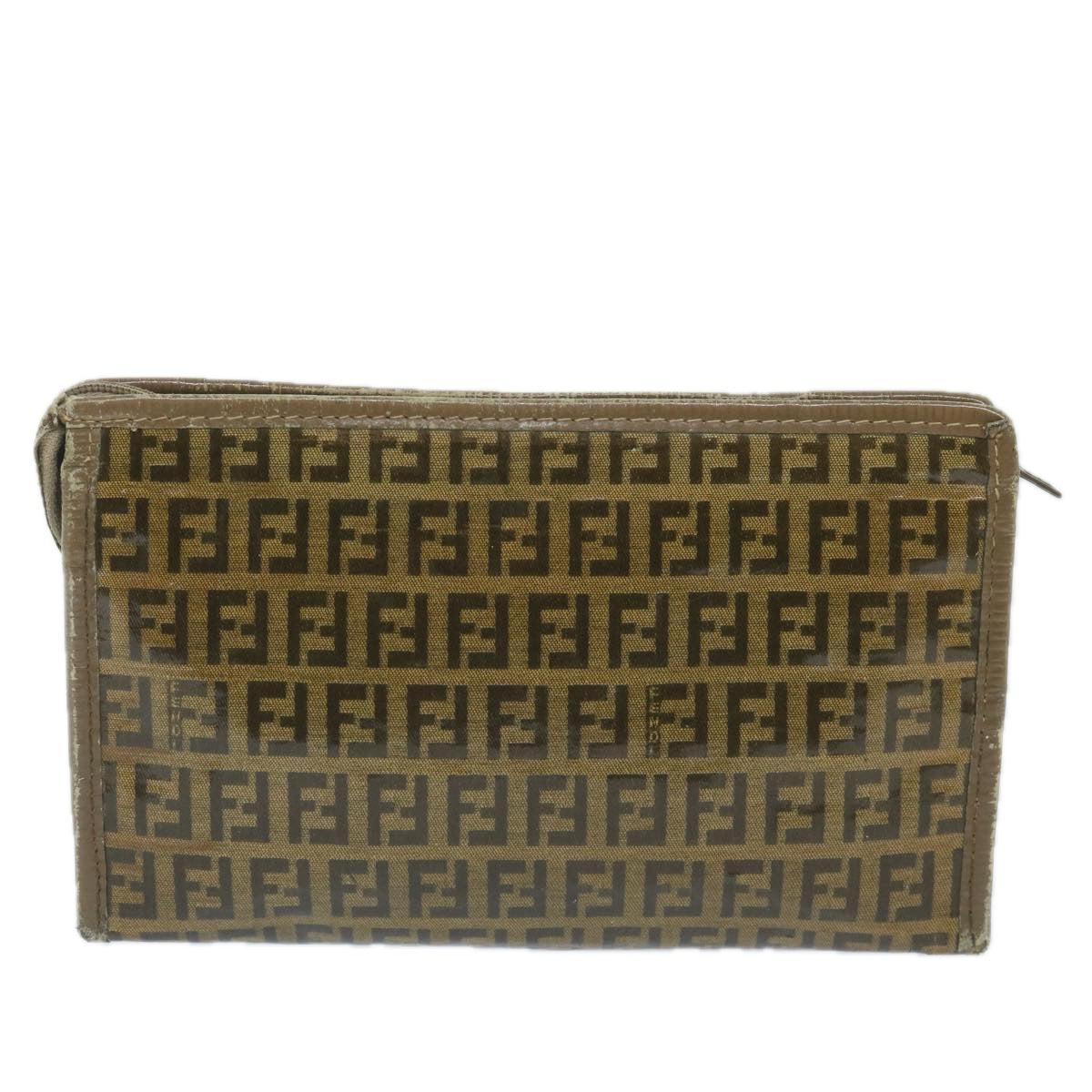 Luxury FendiZucchino Canvas Clutch Bag Coated Canvas Brownti1272
