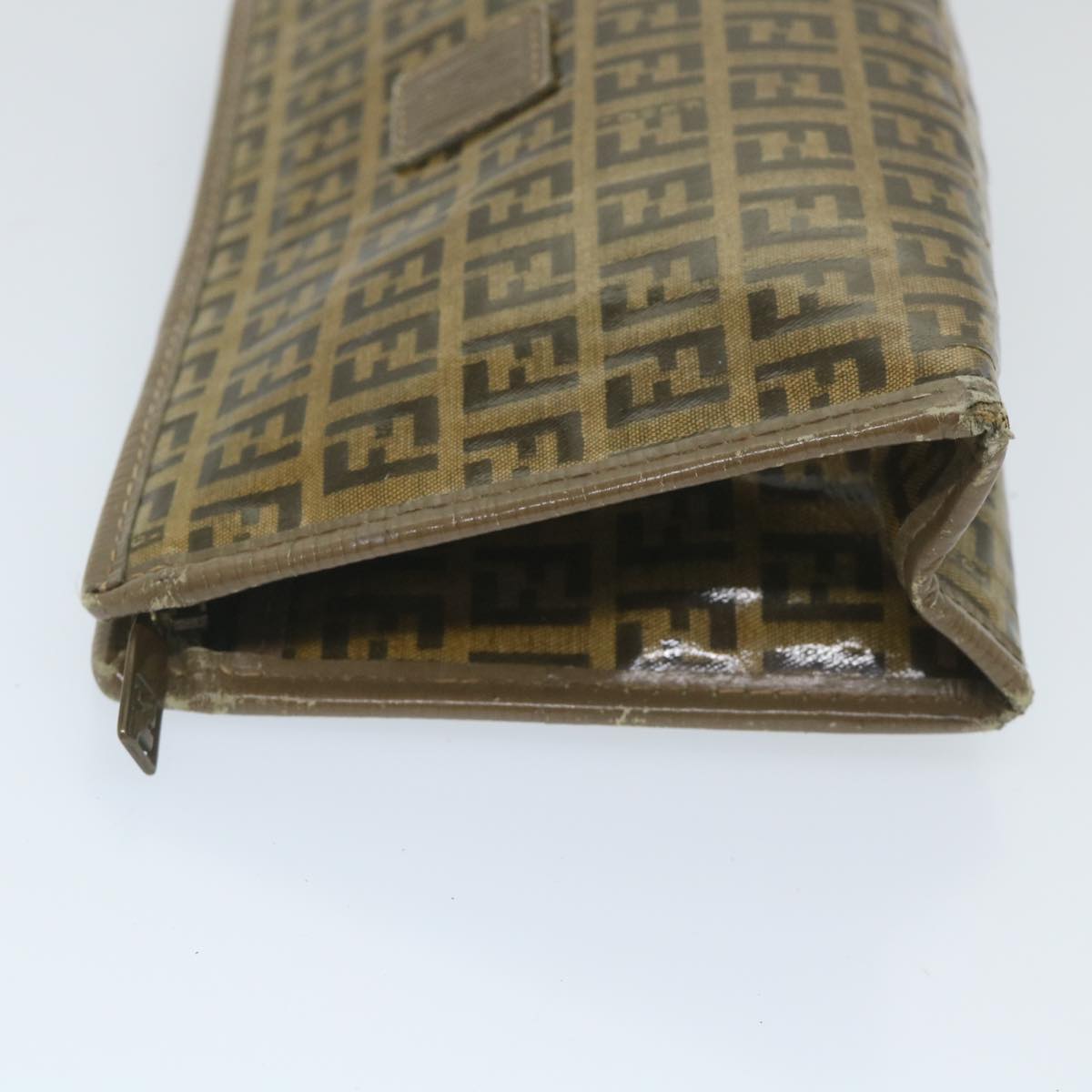 Luxury FendiZucchino Canvas Clutch Bag Coated Canvas Brownti1272