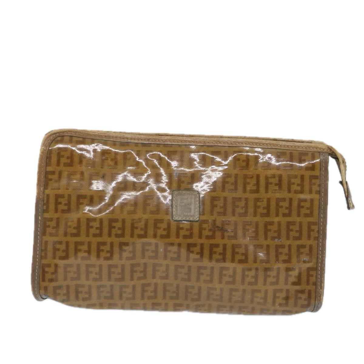 Luxury FendiZucchino Canvas Clutch Bag Coated Canvas Brownti1273