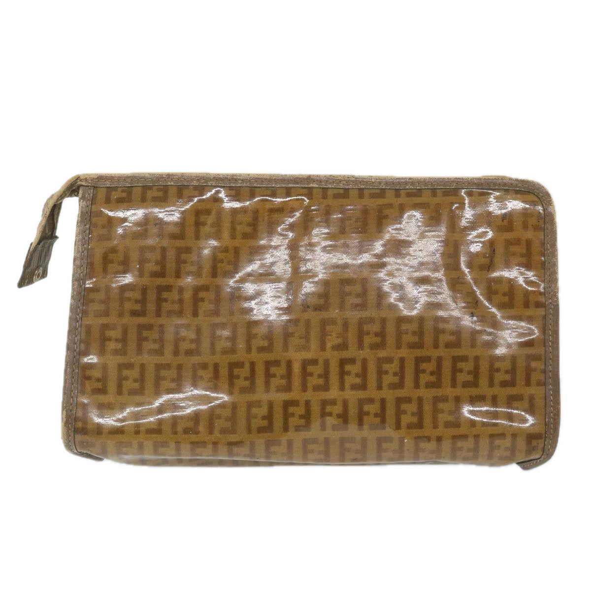 Luxury FendiZucchino Canvas Clutch Bag Coated Canvas Brownti1273
