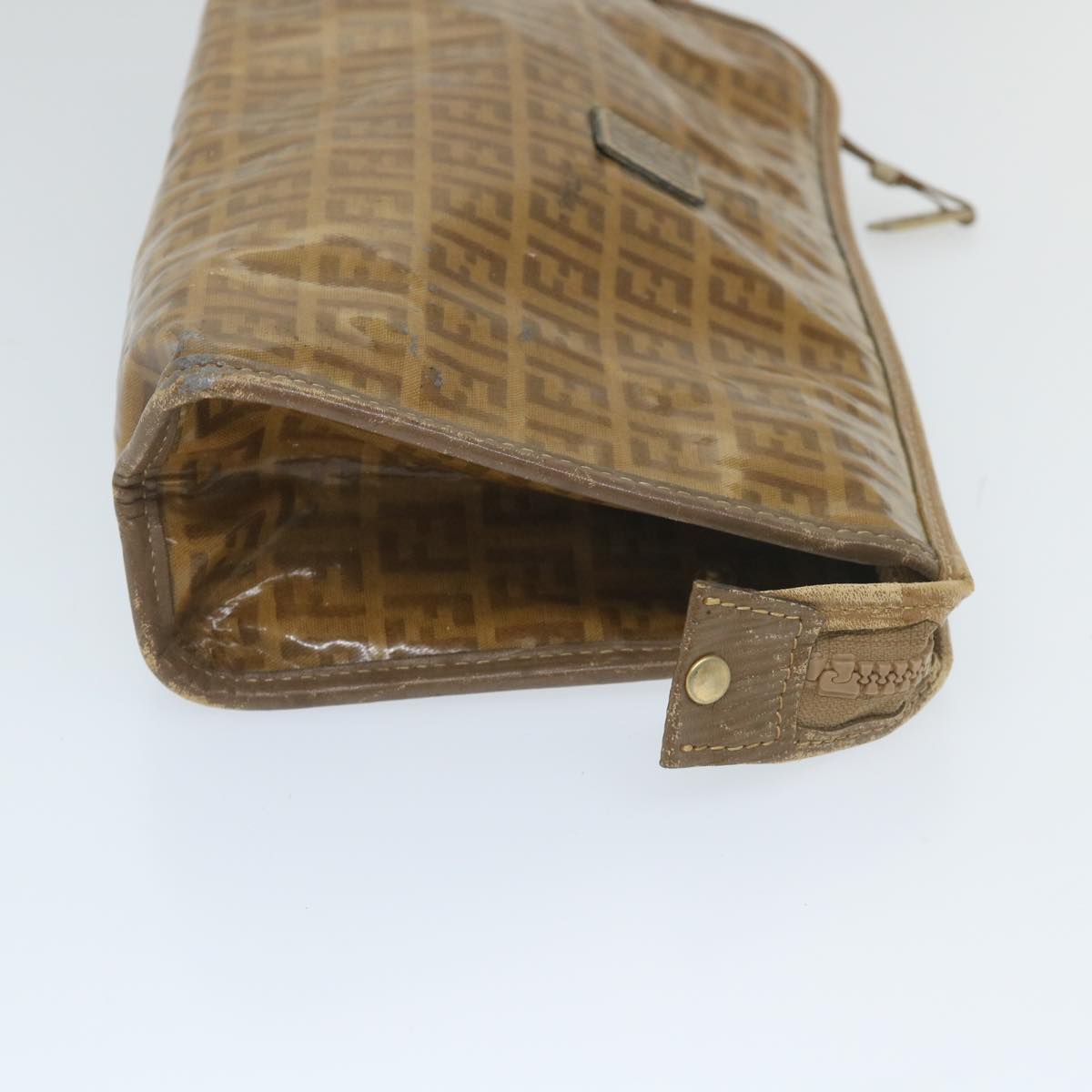 Luxury FendiZucchino Canvas Clutch Bag Coated Canvas Brownti1273