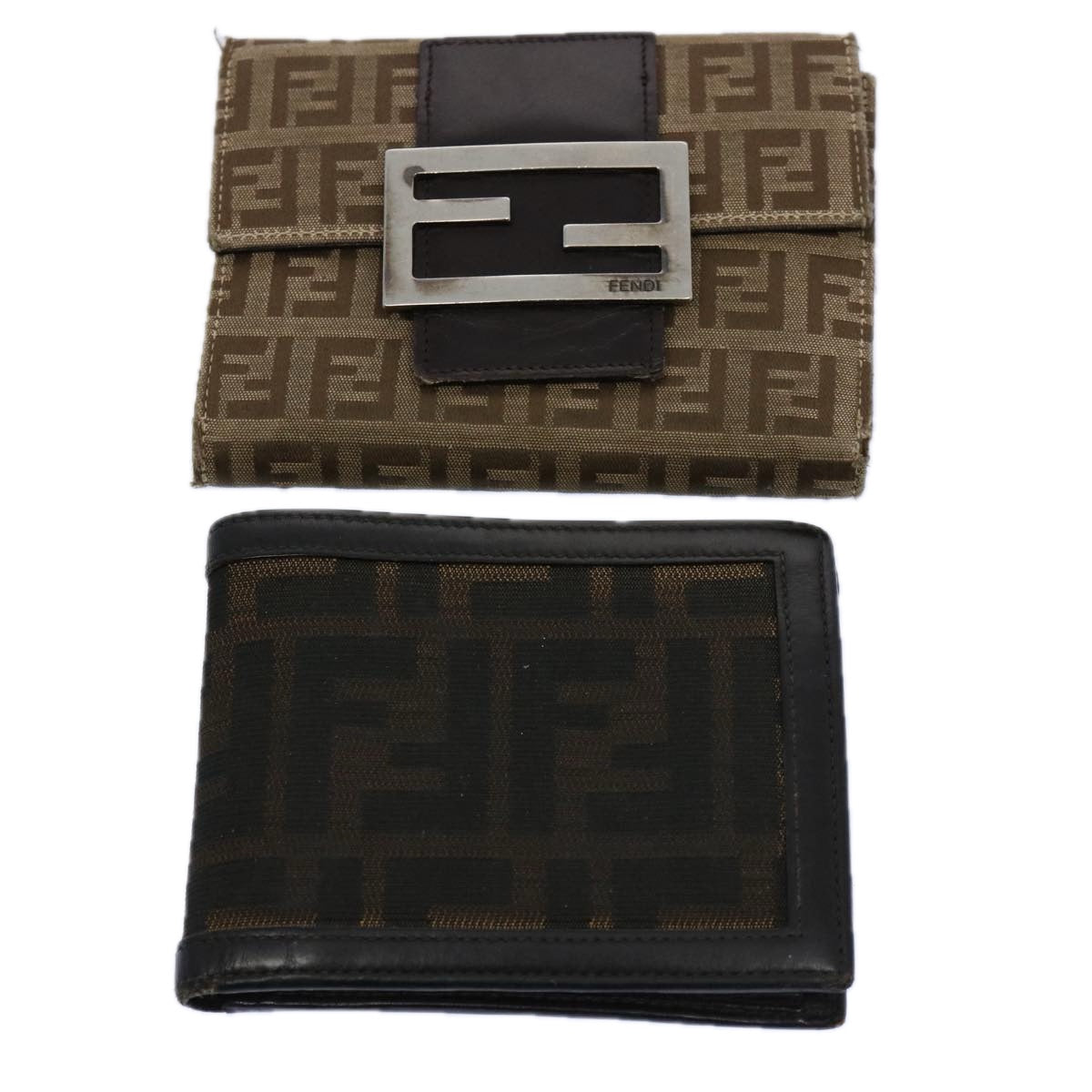 Luxury FendiZucchino Canvas Zucca Canvas Wallet 2Set Black Brownti1399