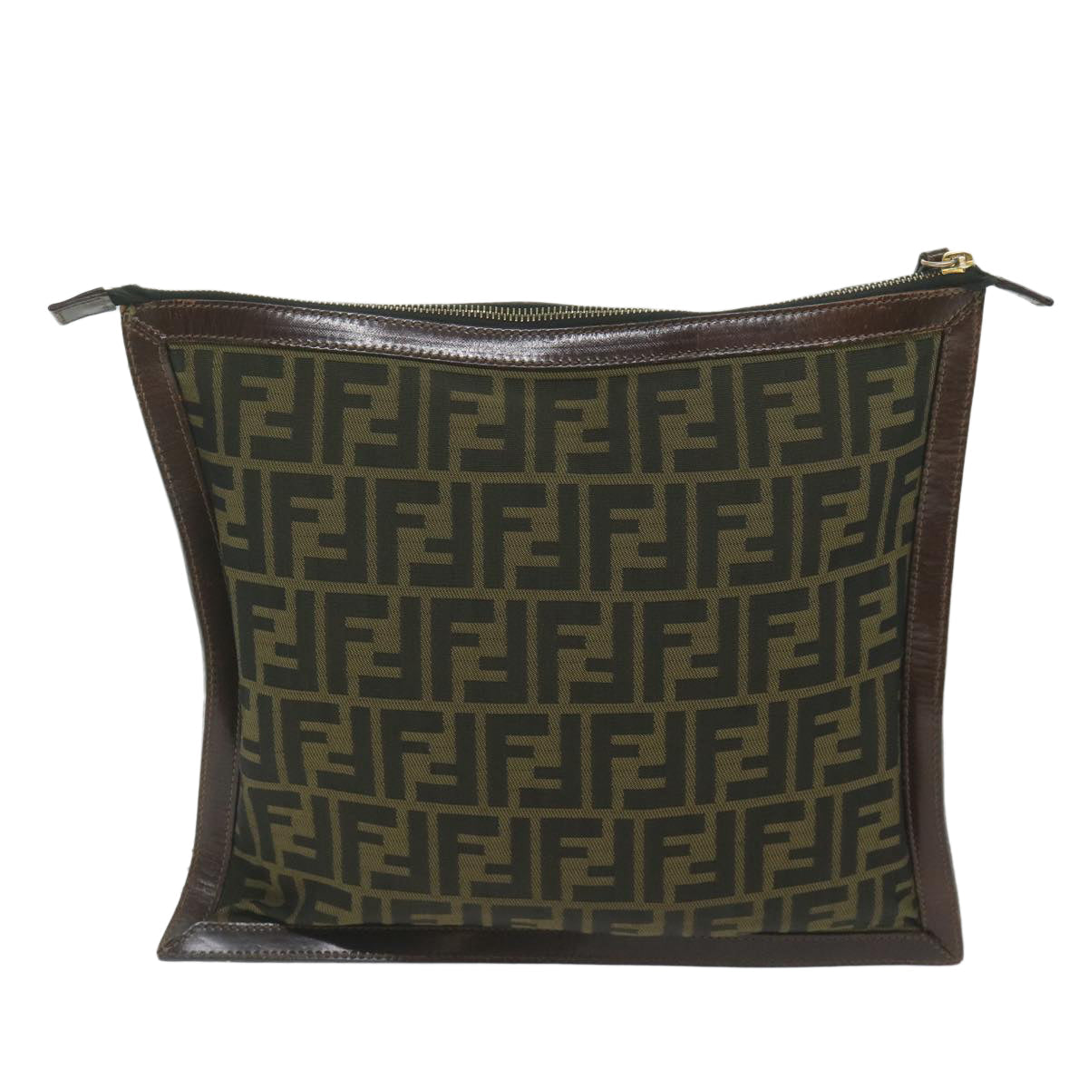 Luxury FendiZucca Canvas Pouch Black Brownti1423