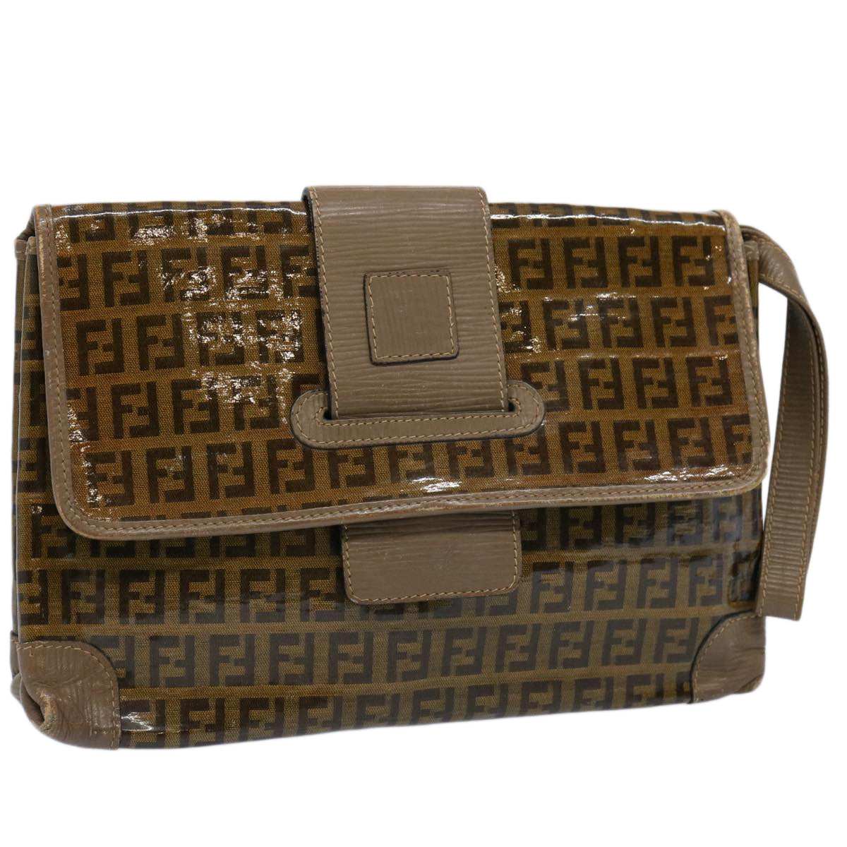 Luxury FendiZucchino Canvas Clutch Bag Brownti1424