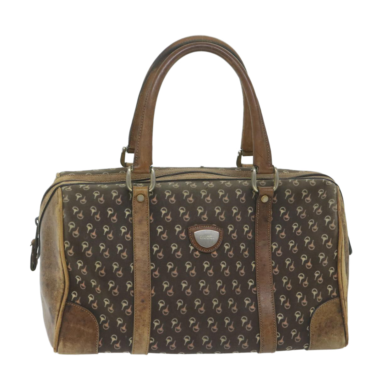 GUCCI Horsebit Boston Bag Canvas Brown 1463