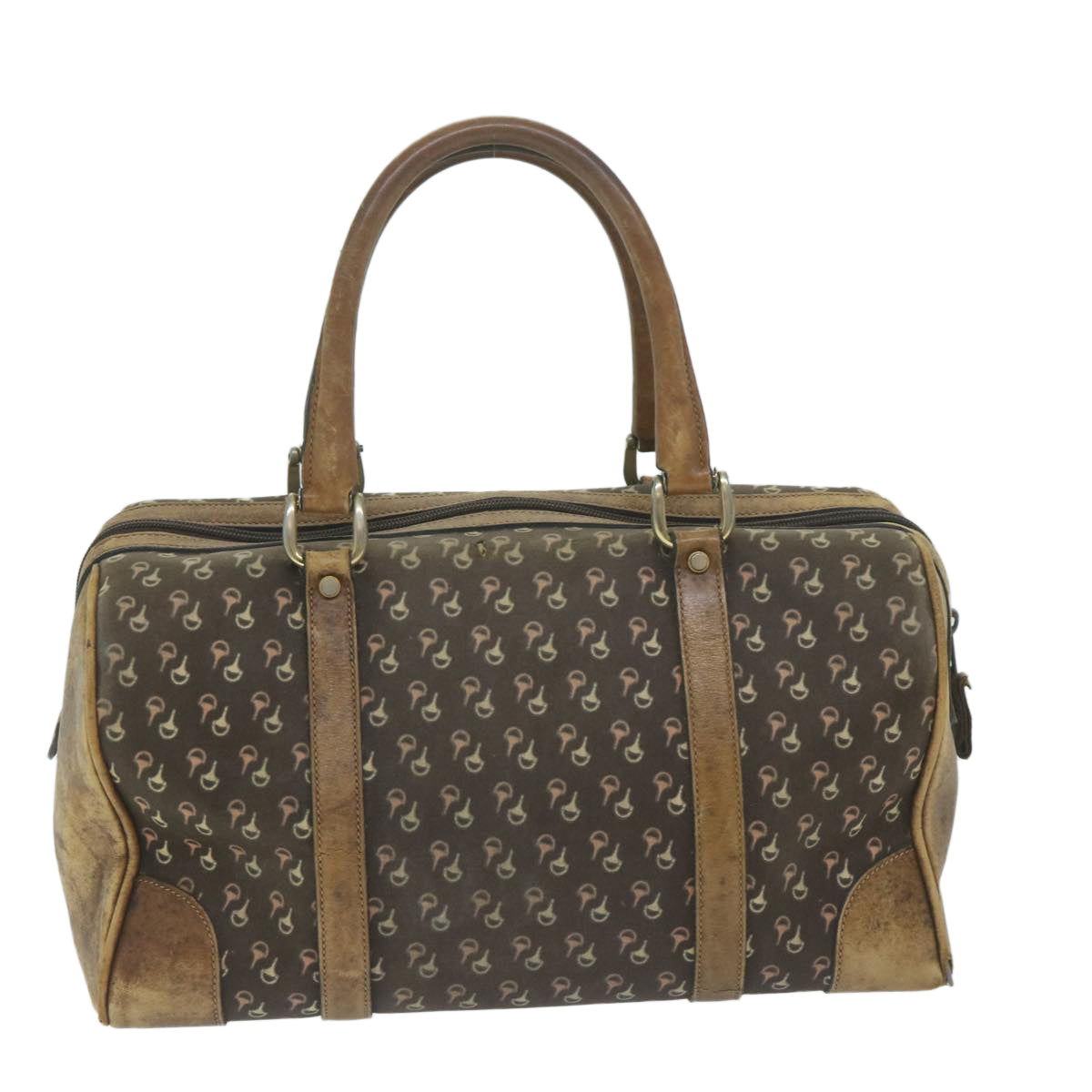 GUCCI Horsebit Boston Bag Canvas Brown 1463