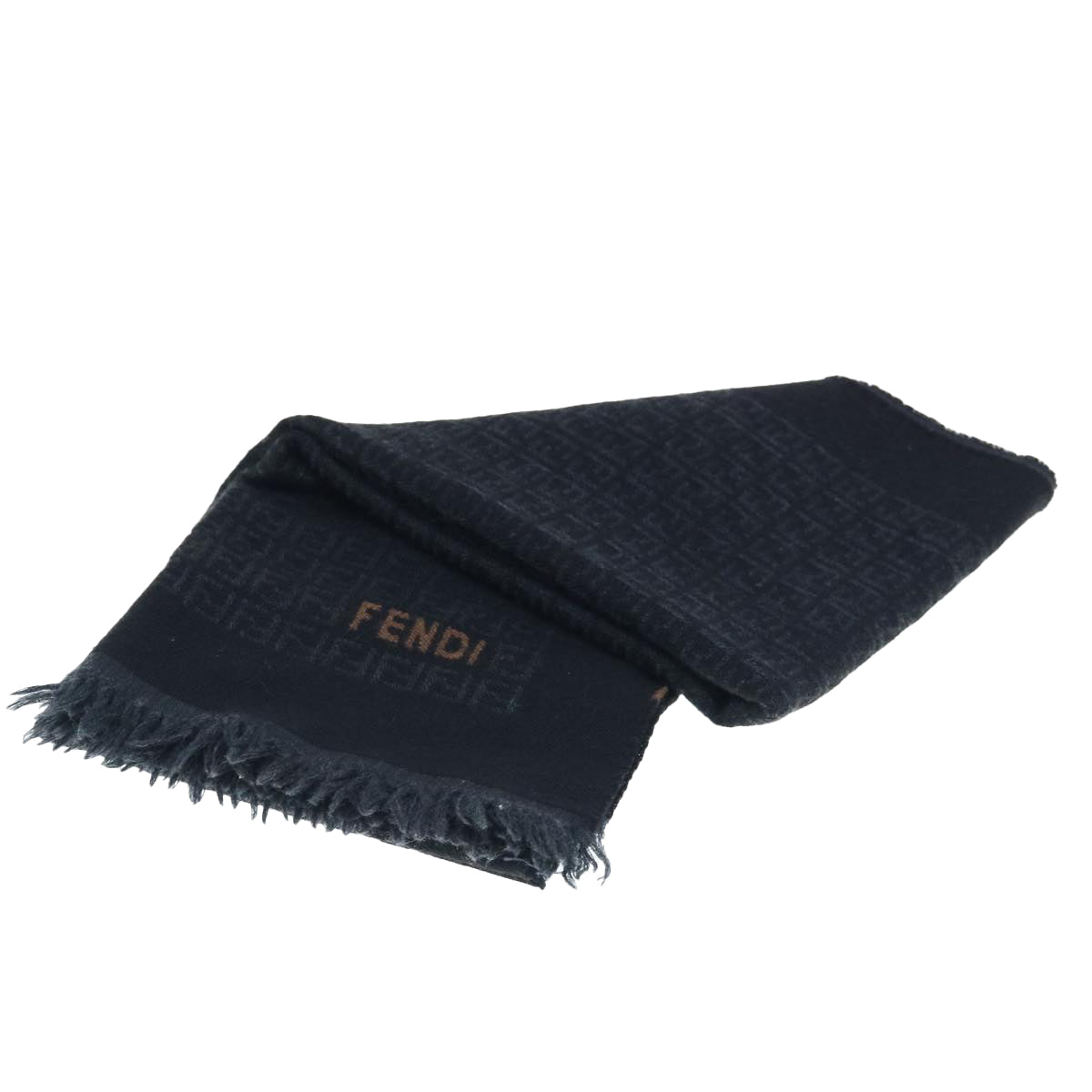 Luxury FendiZucchino Canvas Scarf Wool Blackti1475