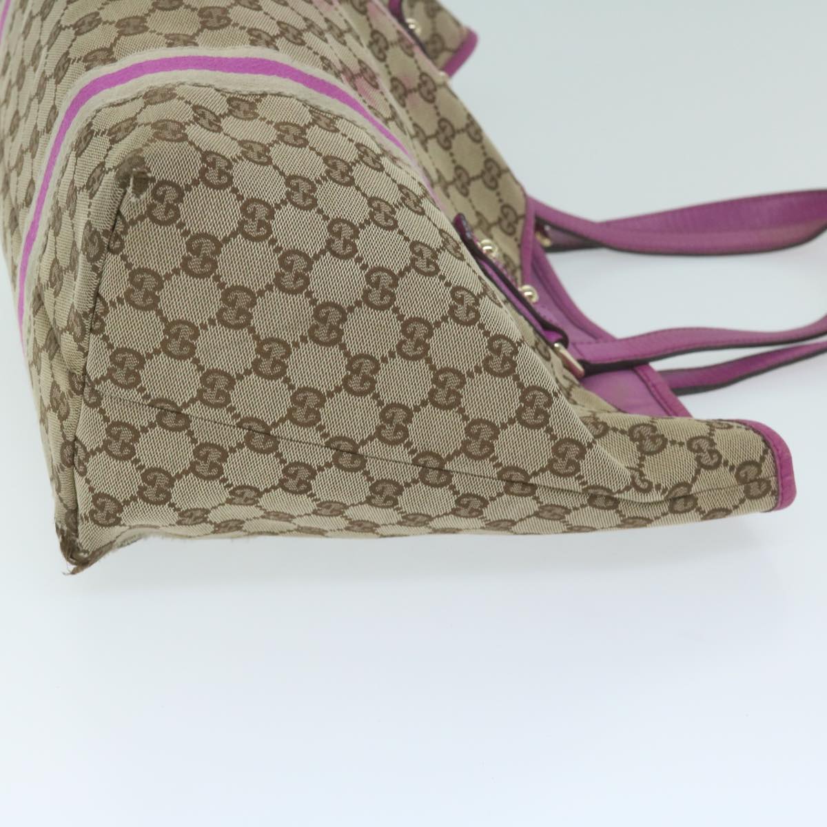 GUCCI GG Canvas Sherry Line Tote Bag Beige Pink 139260 1481
