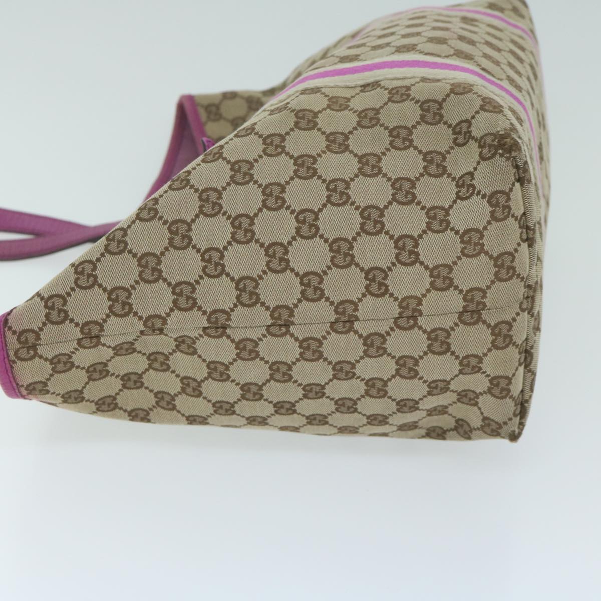 GUCCI GG Canvas Sherry Line Tote Bag Beige Pink 139260 1481