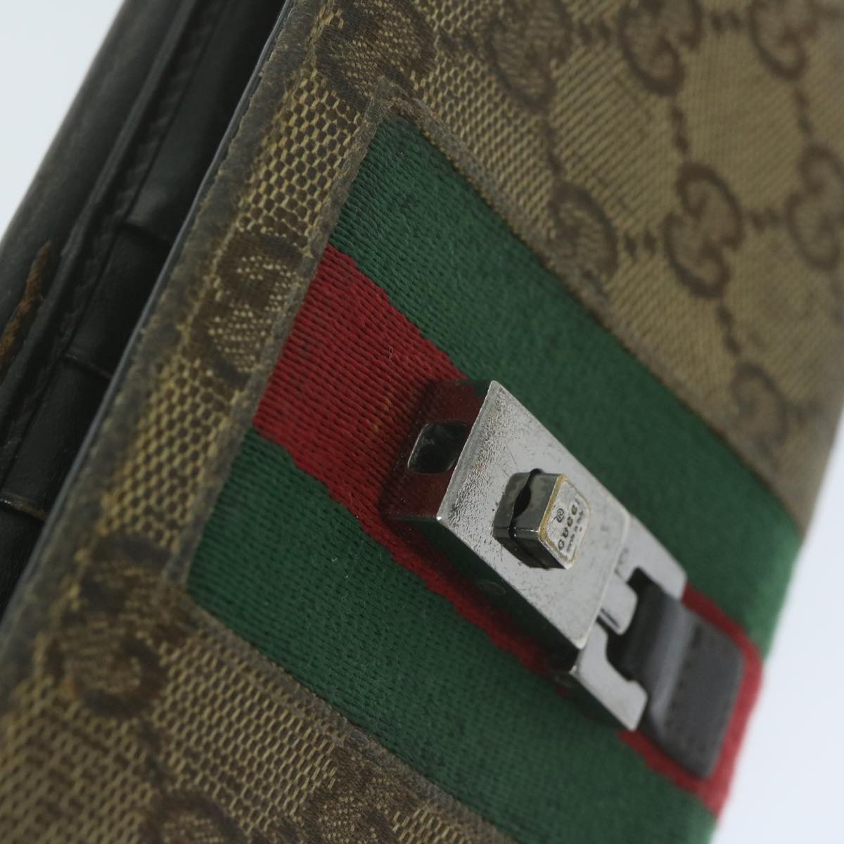 GUCCI GG Canvas Web Sherry Line Wallet 5Set Beige Red Green 1483