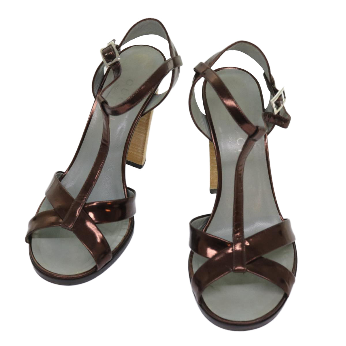 GUCCI High Heels Leather 36 Bronze 1488