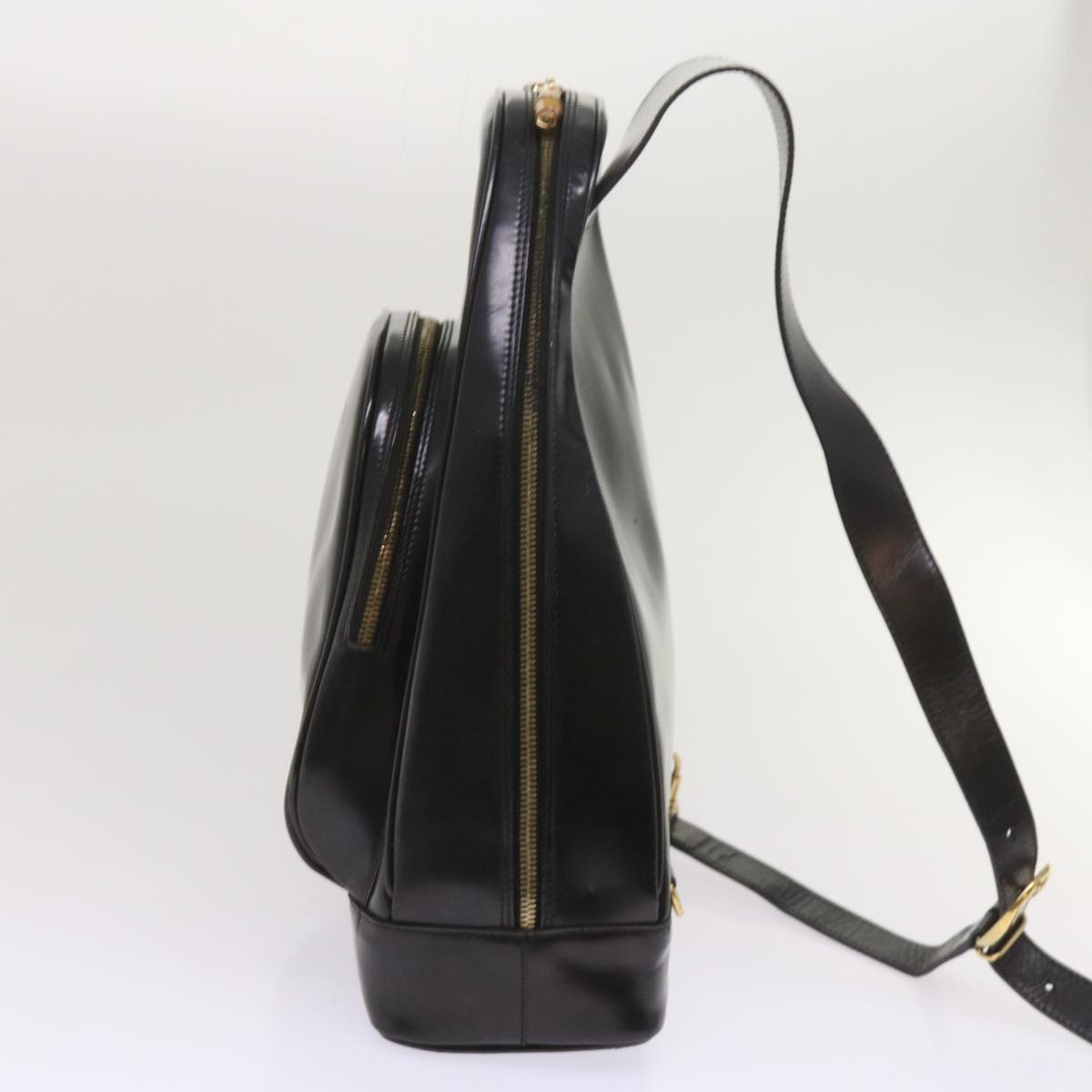 GUCCI Bamboo Shoulder Bag Leather Black 1490