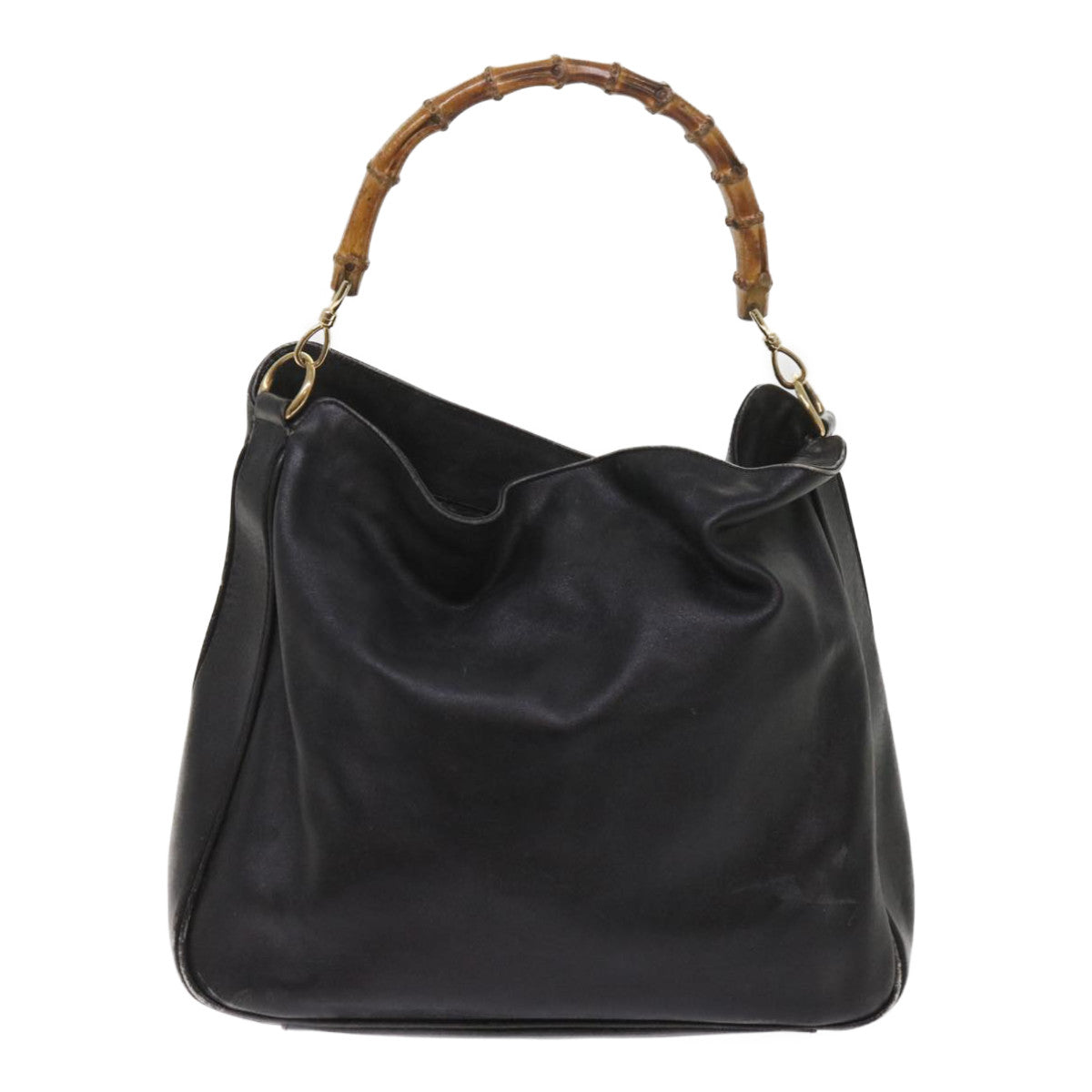 GUCCI Bamboo Hand Bag Leather Black 1493