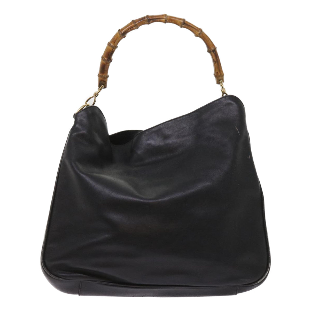 GUCCI Bamboo Hand Bag Leather Black 1493