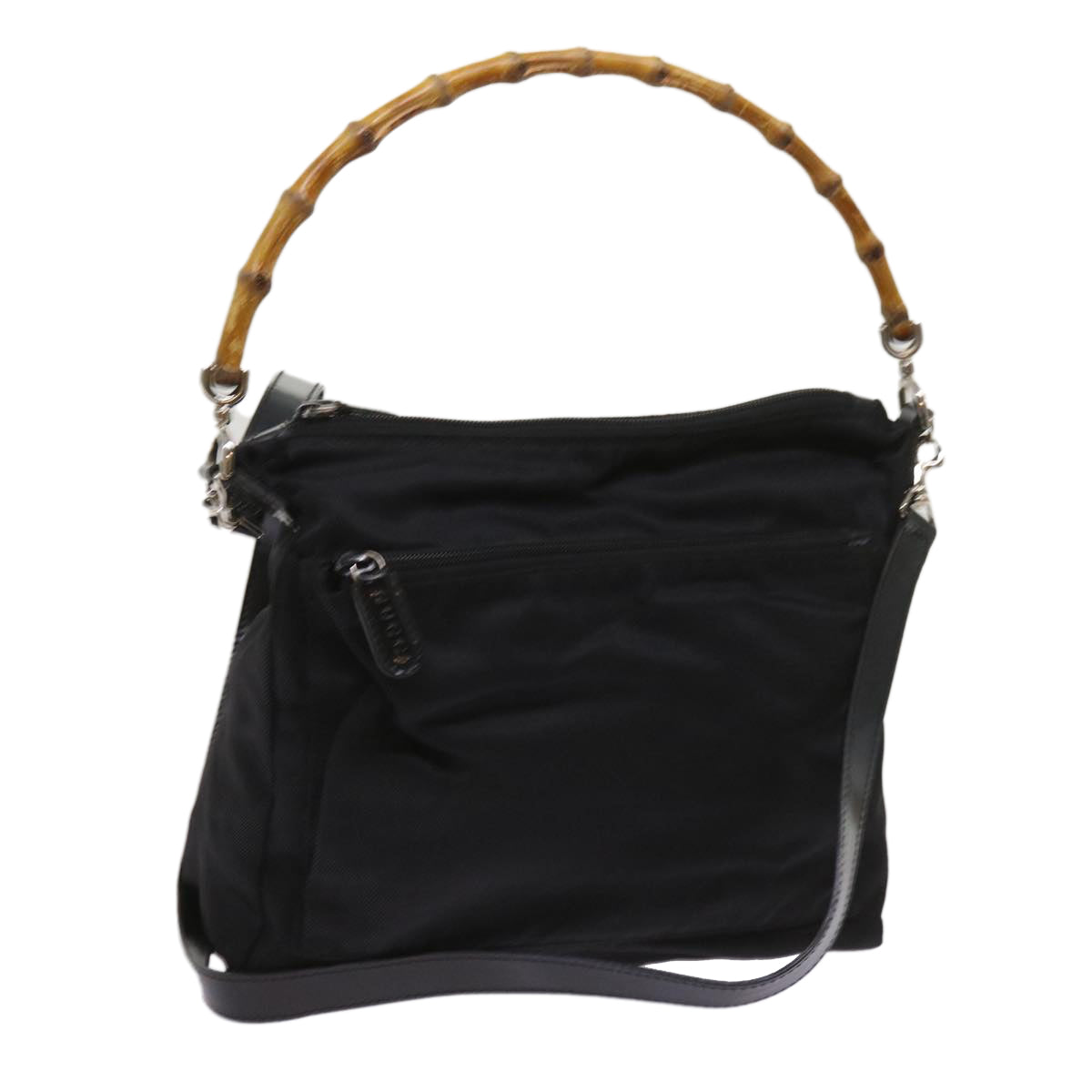 GUCCI Bamboo Hand Bag Nylon 2way Black 000 2404 0509 1499