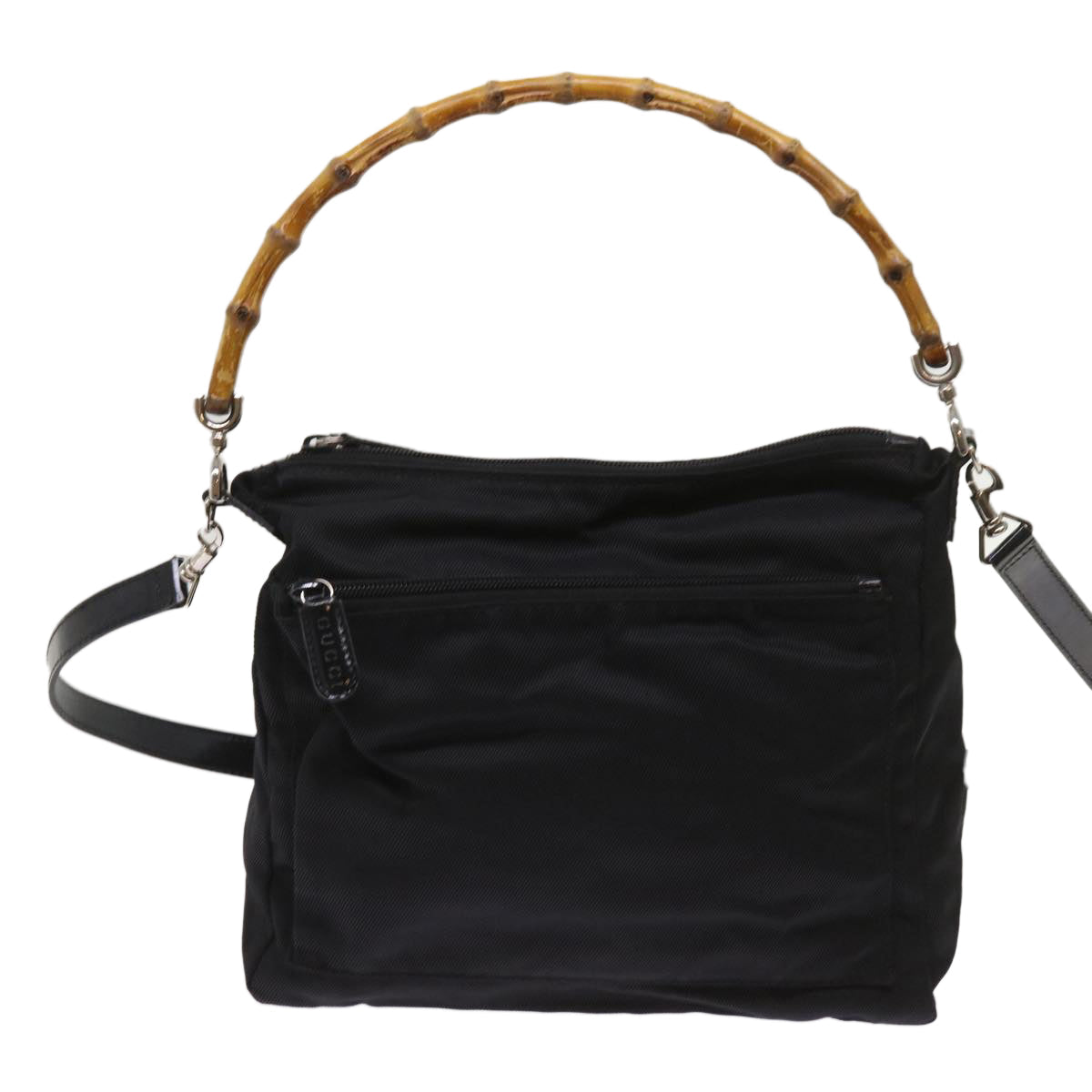 GUCCI Bamboo Hand Bag Nylon 2way Black 000 2404 0509 1499