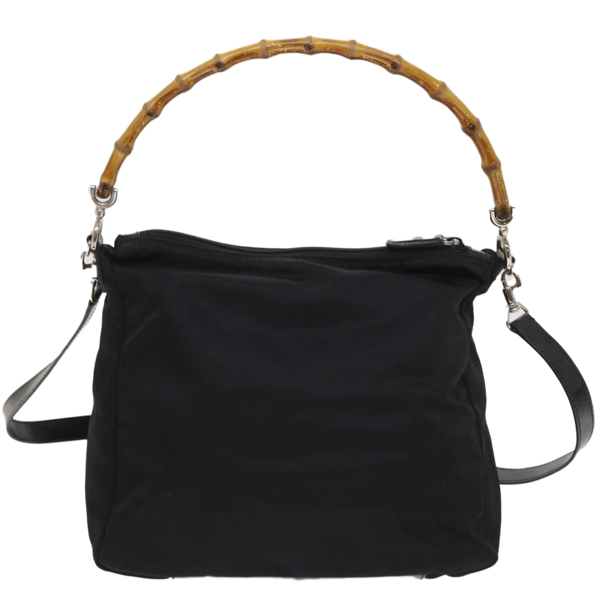GUCCI Bamboo Hand Bag Nylon 2way Black 000 2404 0509 1499