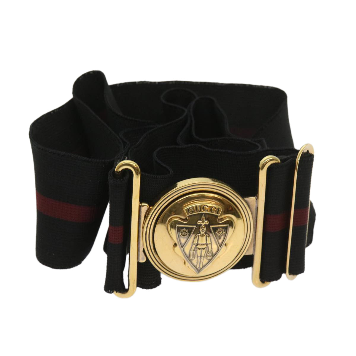 GUCCI Sherry Line Belt Rubber 26.8""-48"" Black Red 1512
