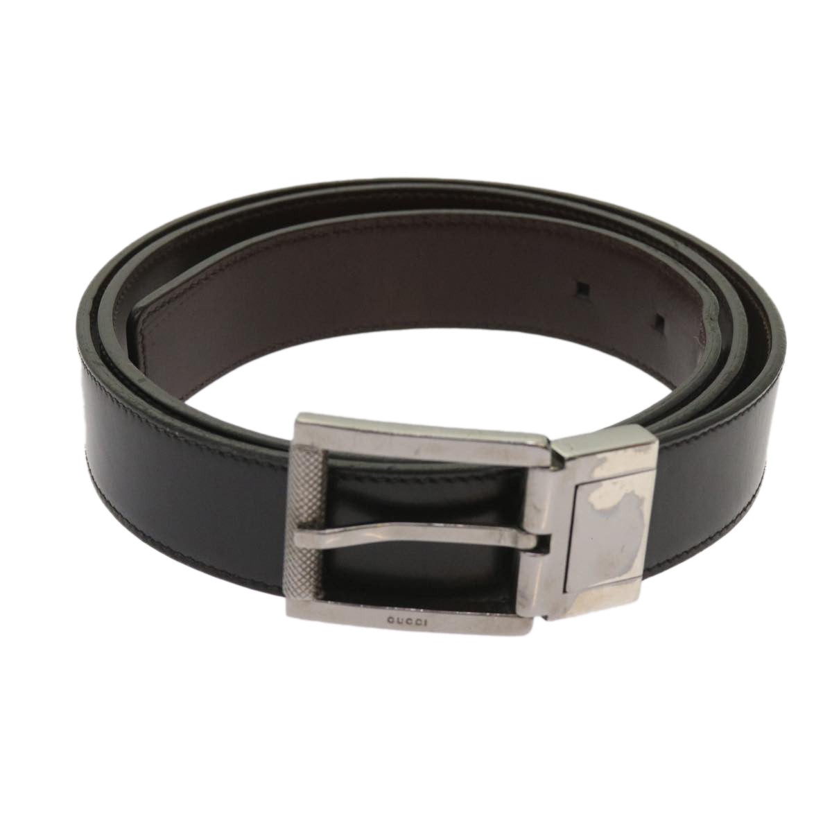 GUCCI Belt Leather 38.6""-40.2"" Black 1520