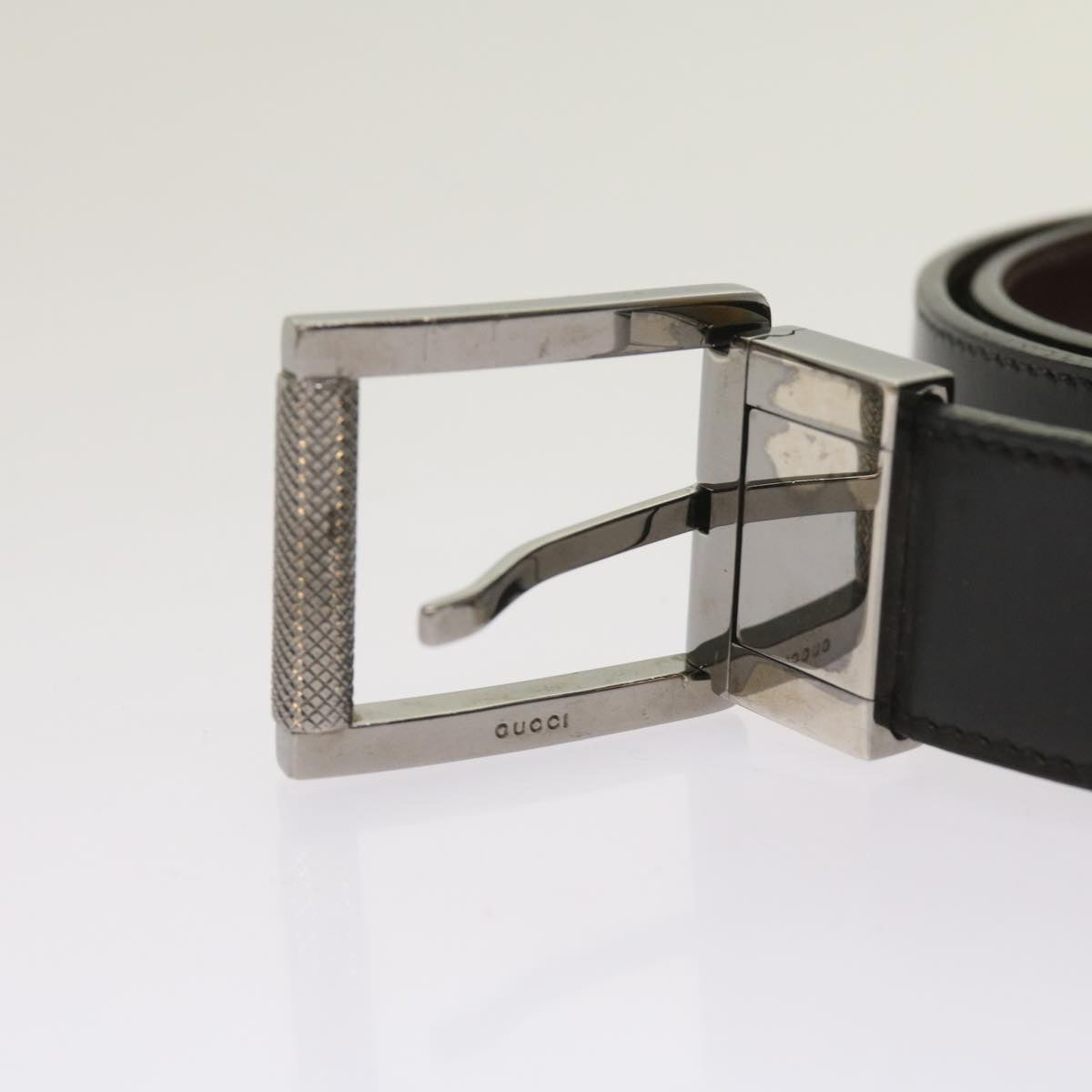 GUCCI Belt Leather 38.6""-40.2"" Black 1520