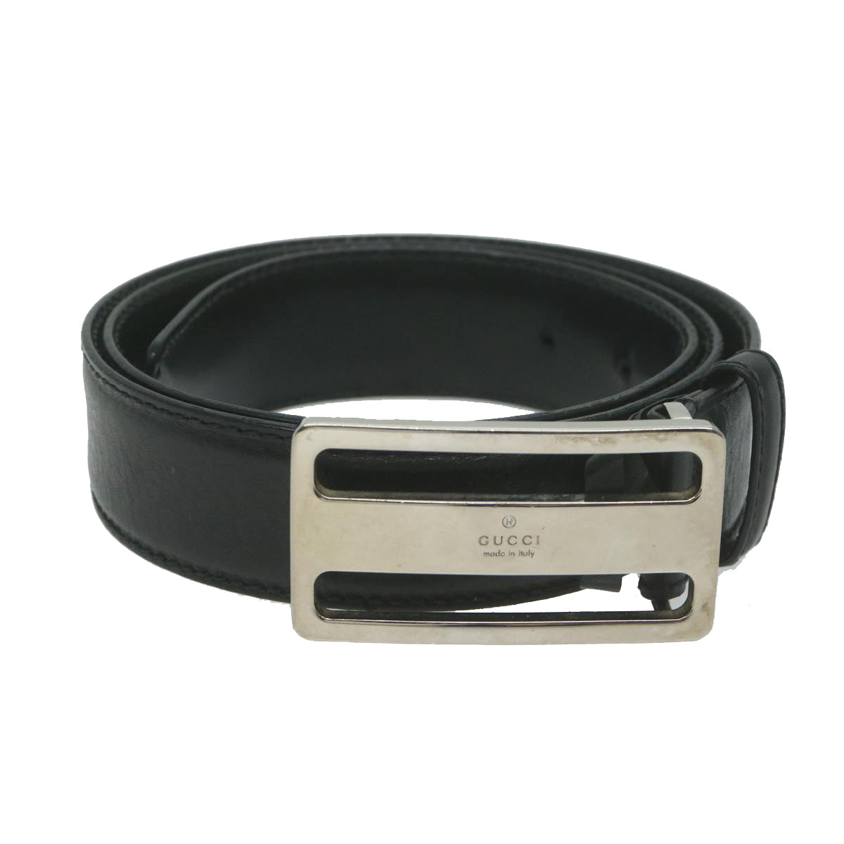 GUCCI Belt Leather 33.5""-35.4"" Black 1522