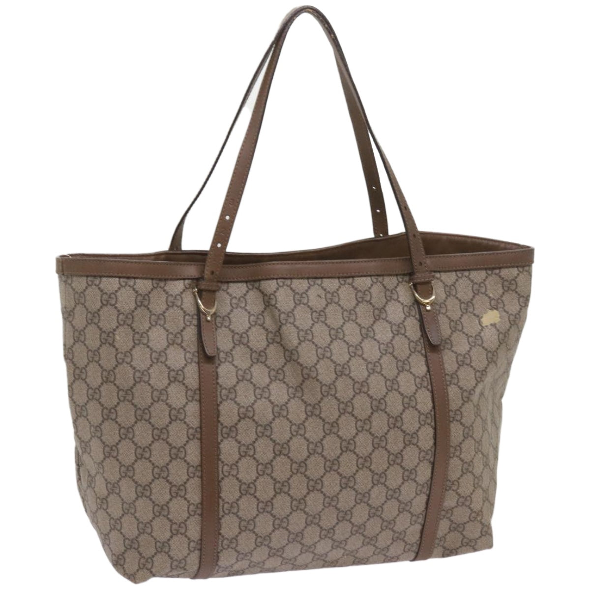 GUCCI GG Supreme Tote Bag PVC Leather Beige 309613 1553