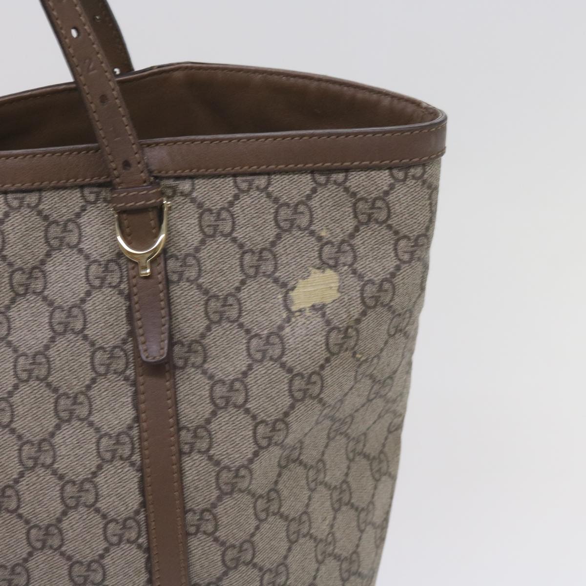 GUCCI GG Supreme Tote Bag PVC Leather Beige 309613 1553